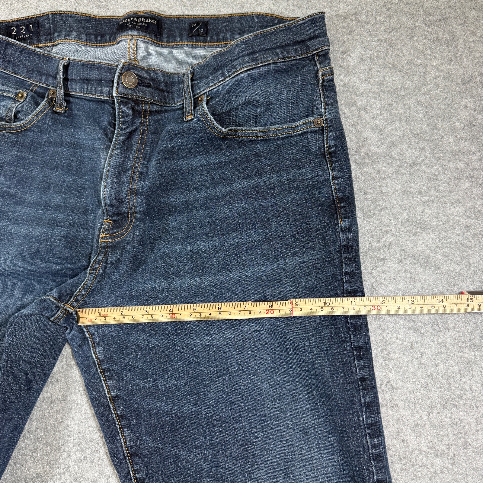 Lucky Brand 221 Straight Jeans Mens 36x32 Dark Blue Wash Stretch Denim Straight thumbnail 8