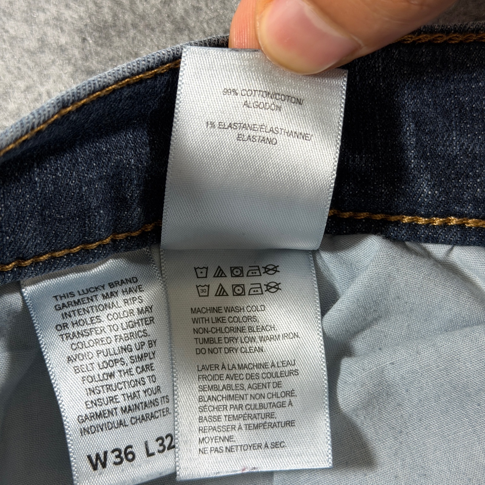 Lucky Brand 221 Straight Jeans Mens 36x32 Dark Blue Wash Stretch Denim Straight thumbnail 13