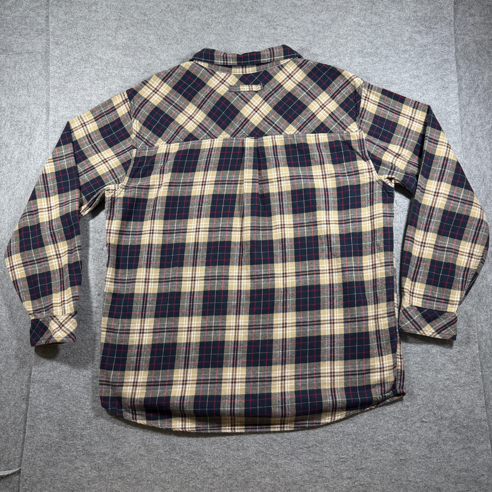 Legendary Whitetails Flannel Shirt Men XL Navy Tan Plaid Corduroy Collar Outdoor thumbnail 2