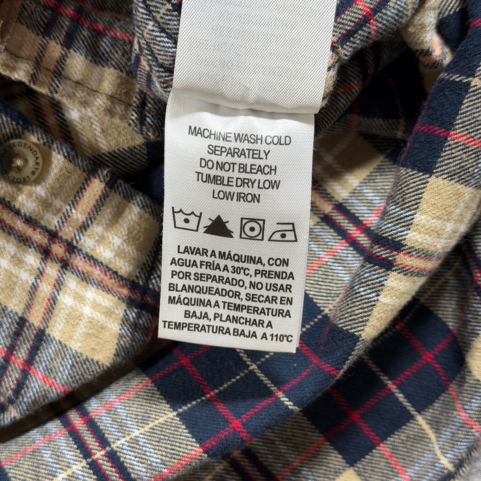 Legendary Whitetails Flannel Shirt Men XL Navy Tan Plaid Corduroy Collar Outdoor thumbnail 9
