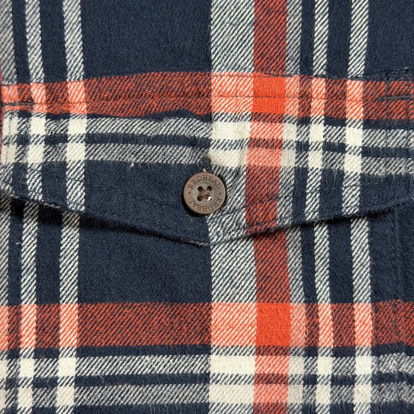 Red Head Brand Co Flannel Shirt Mens L Navy Red Plaid Button Up Chest Pockets thumbnail 4