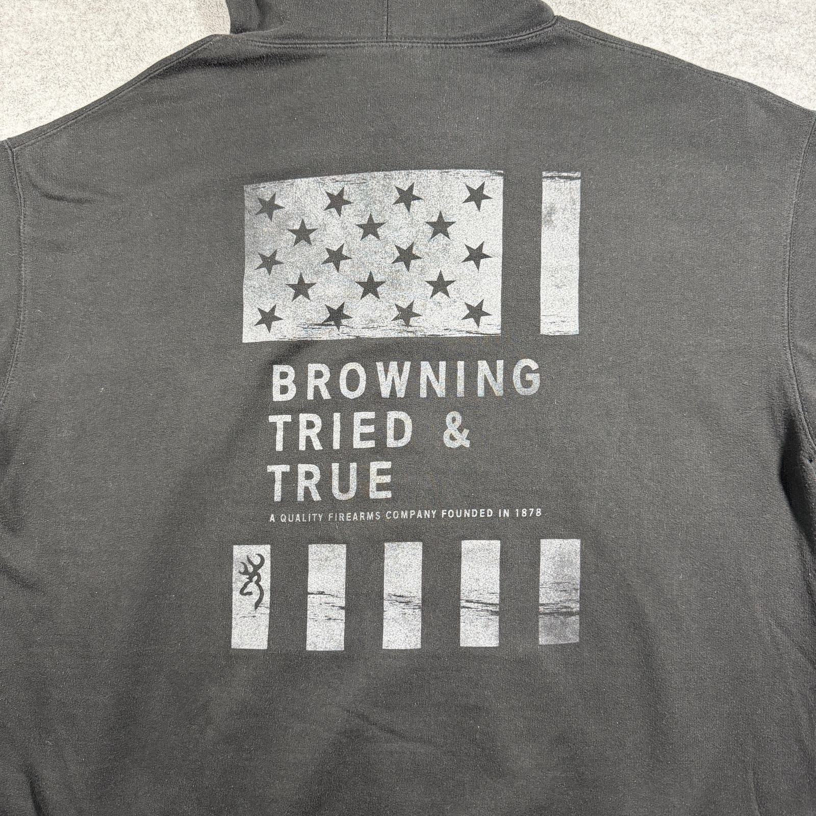 Browning Hoodie Mens XL Black Flag Graphic Fleece Hunting Outdoor Drawstring thumbnail 3