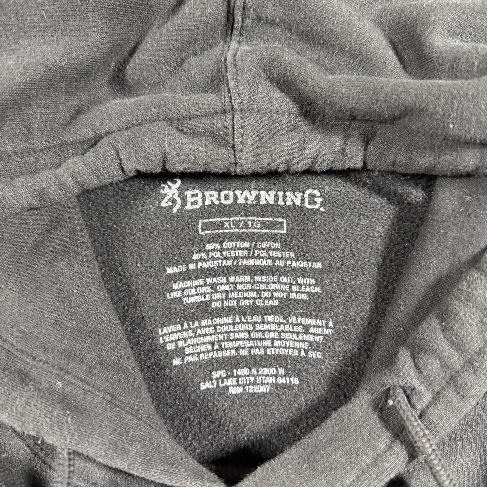 Browning Hoodie Mens XL Black Flag Graphic Fleece Hunting Outdoor Drawstring thumbnail 4