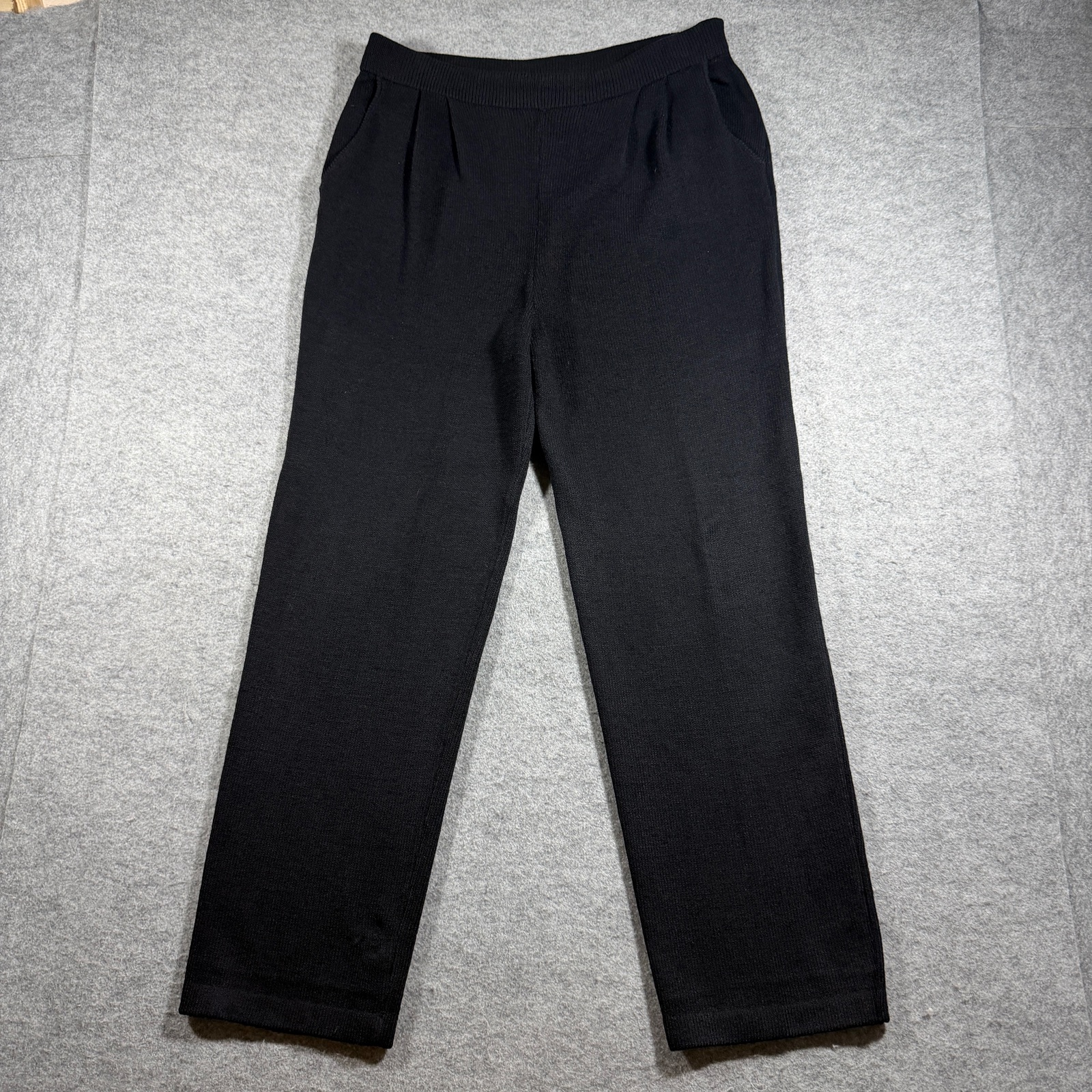 Vintage St. John Collection Pants Womens 4 Black Knit Elastic Waist Made in USA