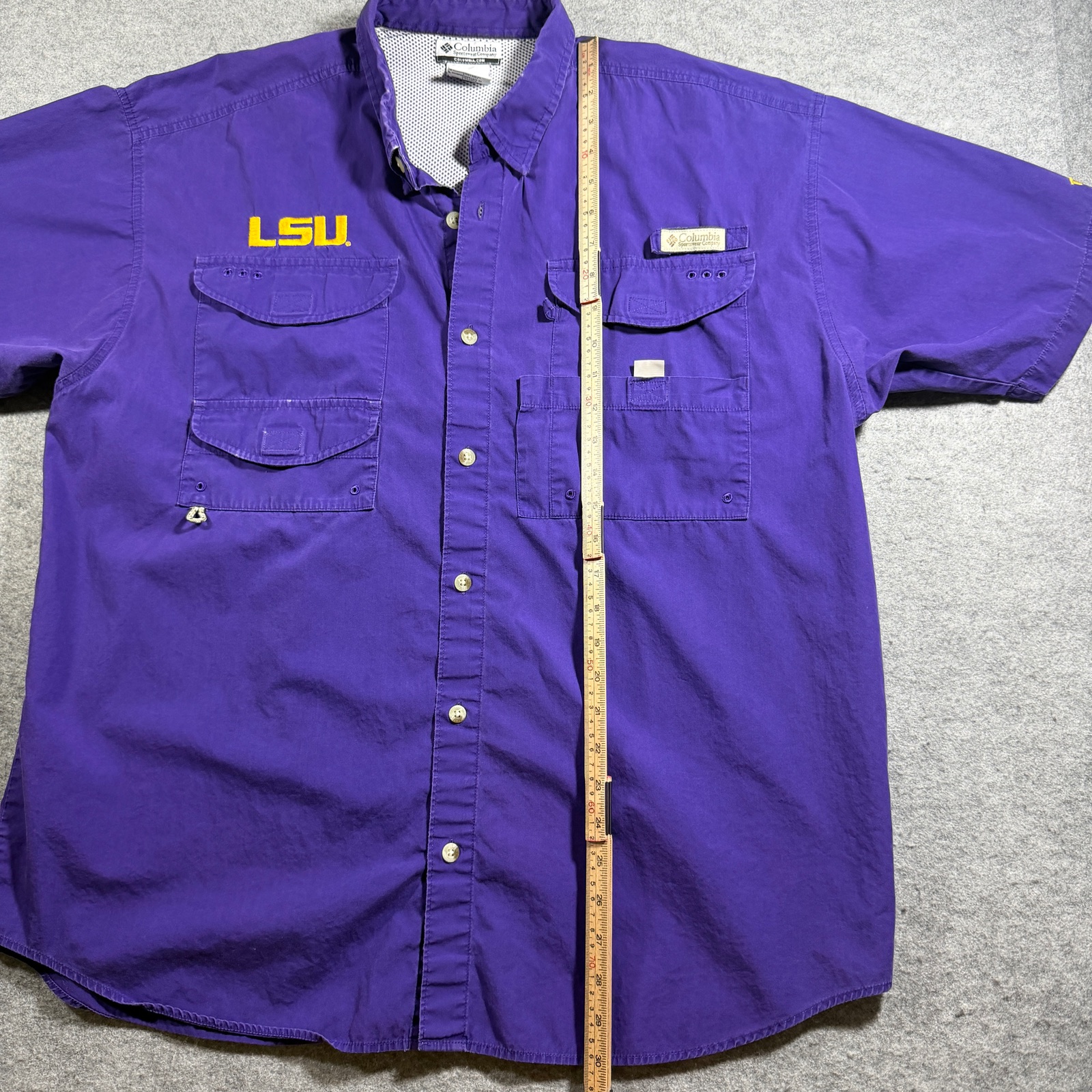 Columbia PFG LSU Tigers Fishing Shirt Mens L Purple Vented NCAA SEC Football thumbnail 7