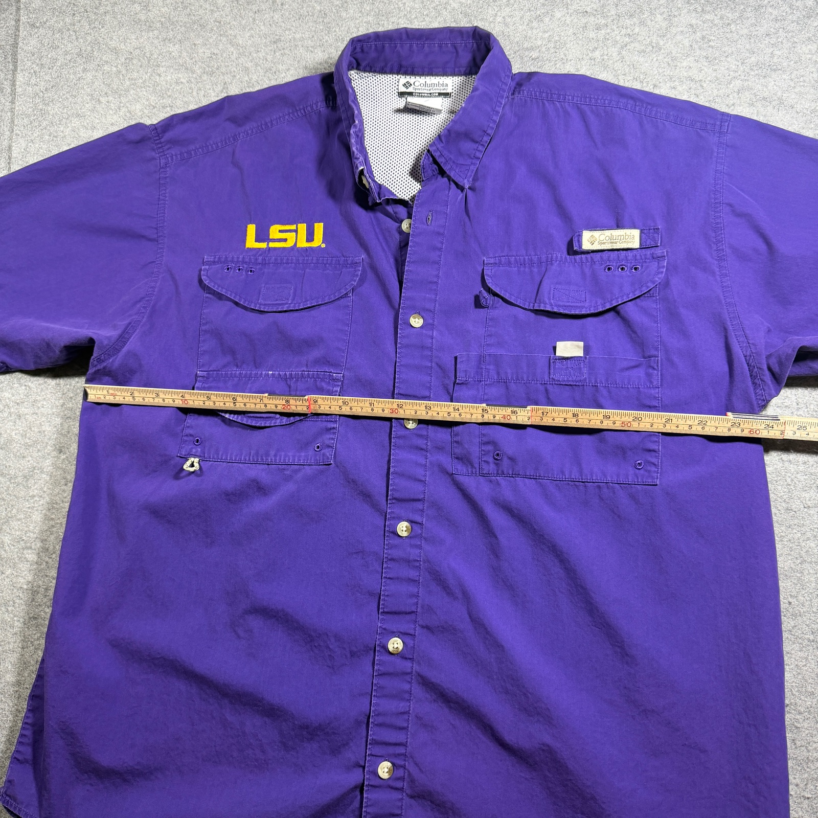 Columbia PFG LSU Tigers Fishing Shirt Mens L Purple Vented NCAA SEC Football thumbnail 8