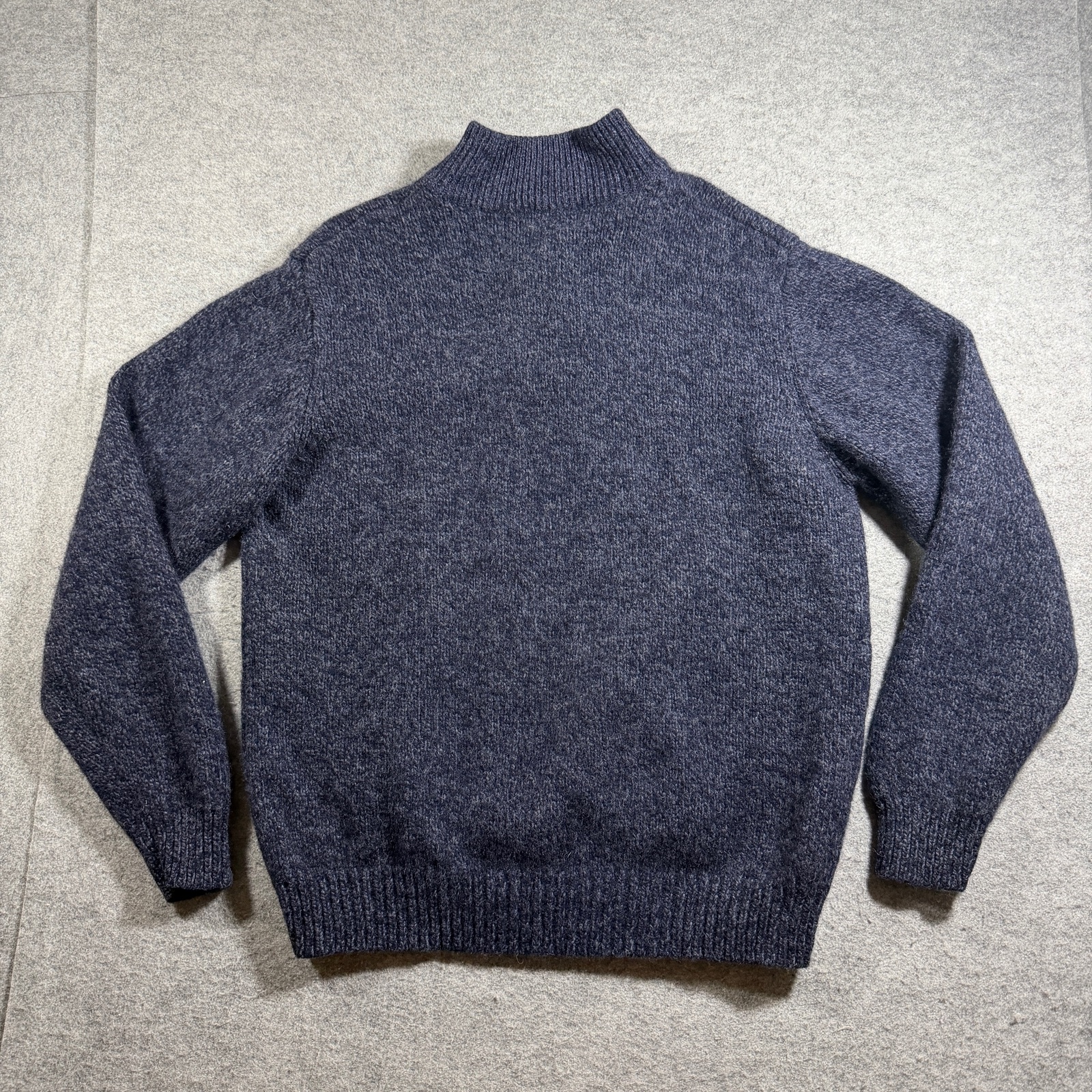 L.L.Bean Lambs Wool Sweater Mens XL Navy Heather Button Johnny Collar Preppy thumbnail 2