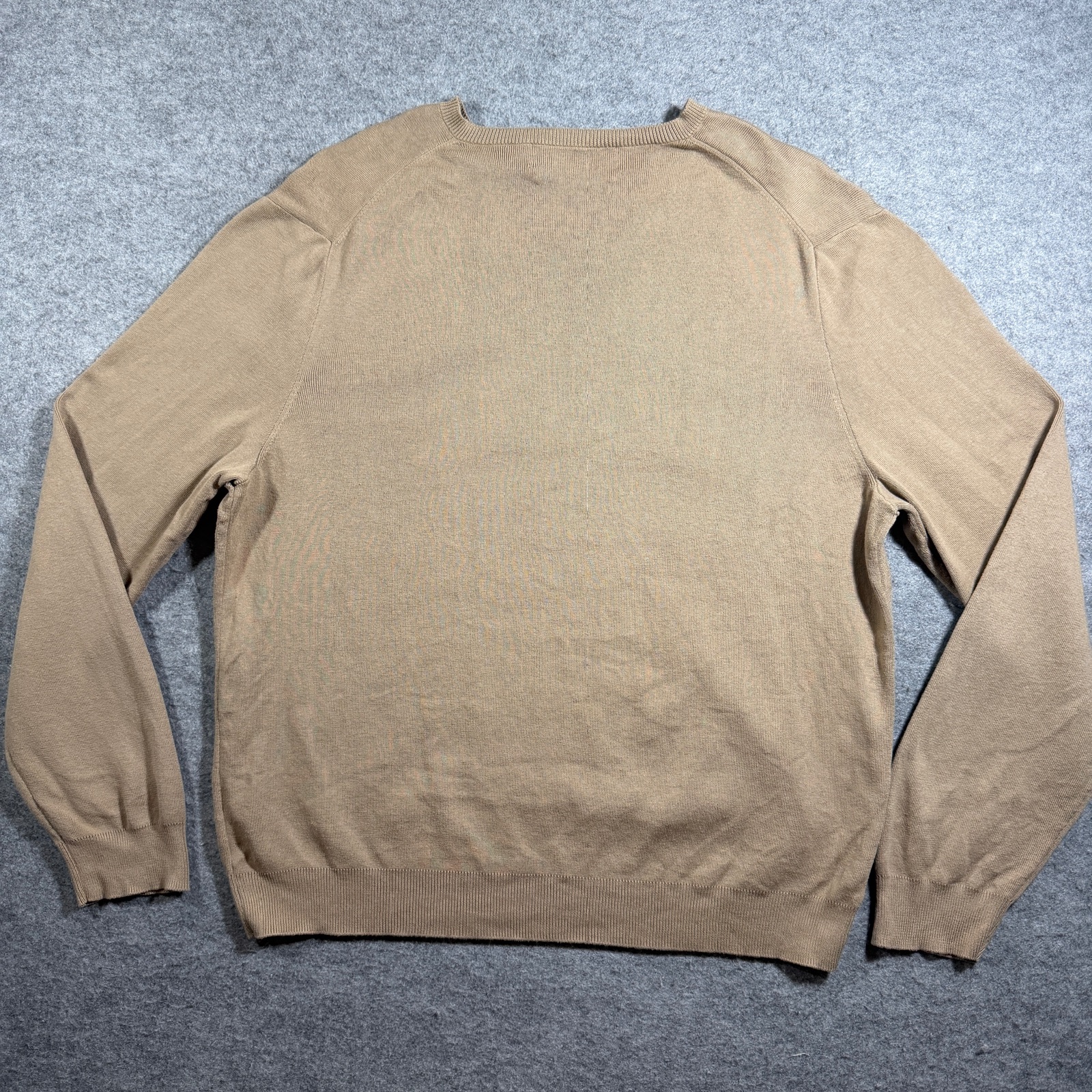 Vintage 90s Polo Ralph Lauren Pima Cotton Sweater Mens L Tan V-Neck Preppy Knit thumbnail 2