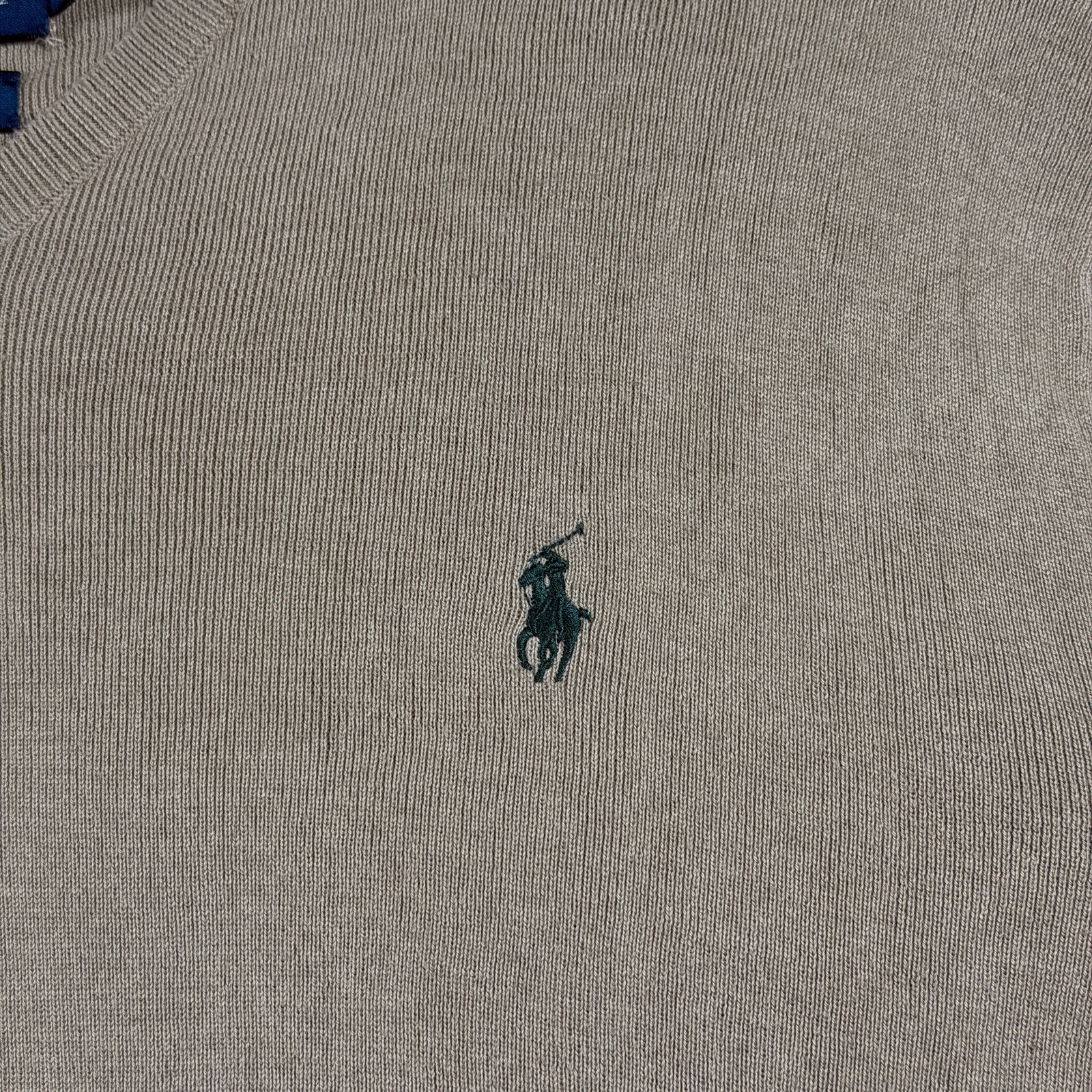 Vintage 90s Polo Ralph Lauren Pima Cotton Sweater Mens L Tan V-Neck Preppy Knit thumbnail 5
