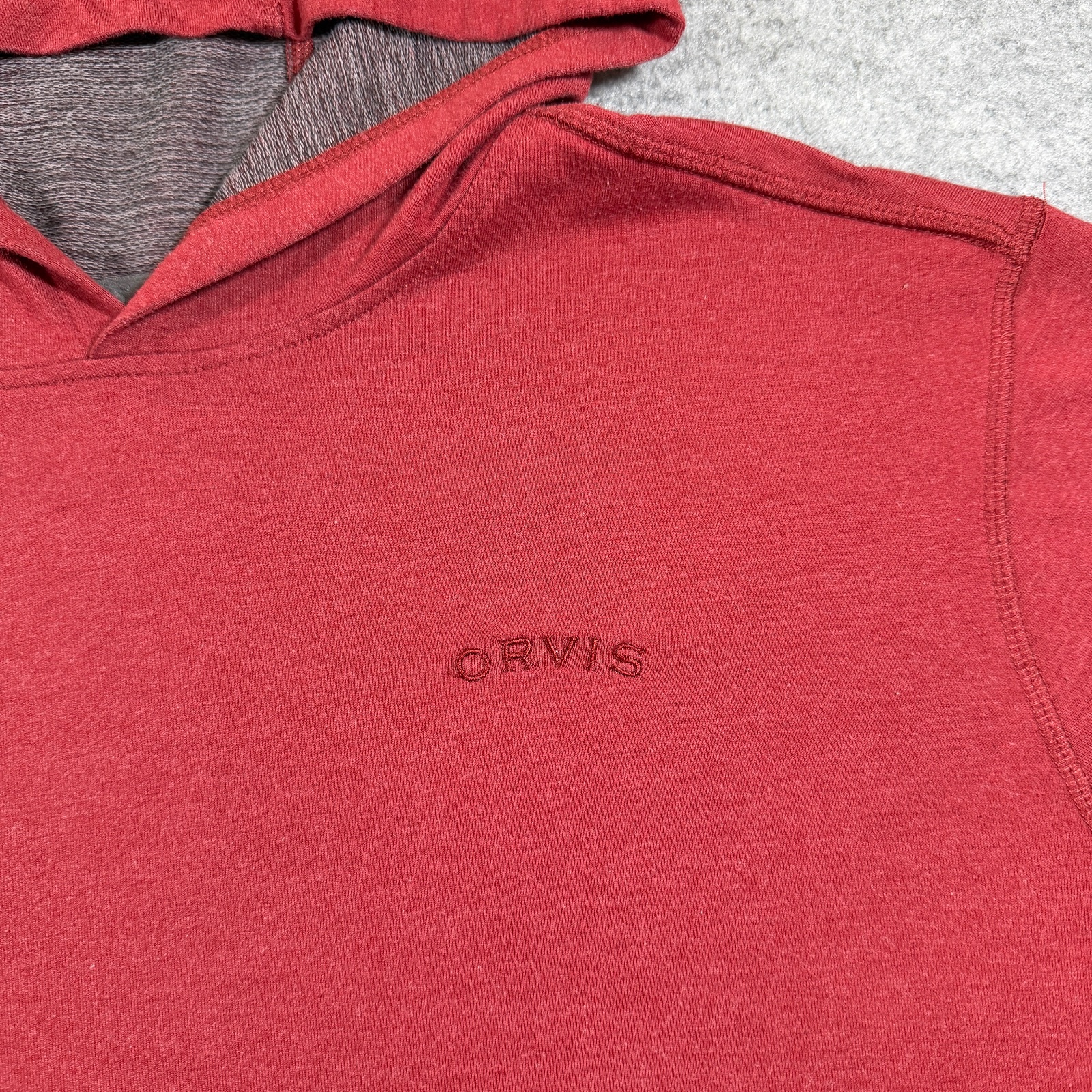 Orvis Hooded T Shirt Mens XXL Red Classic Relaxed Fit Embroidered Lightweight thumbnail 3