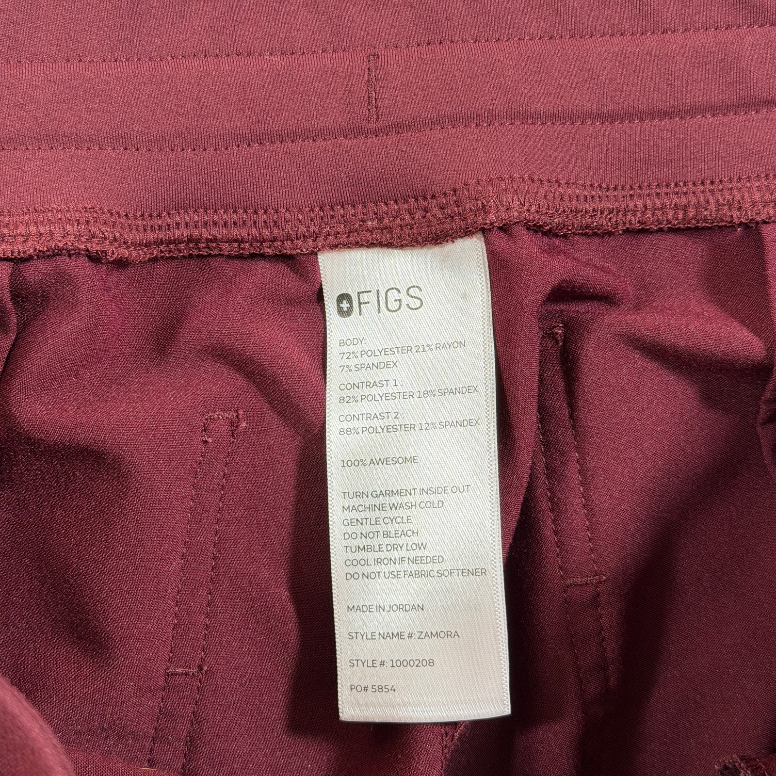 FIGS Zamora Jogger Scrub Pants Womens M Burgundy Zip Pocket Nursing Workwear thumbnail 4