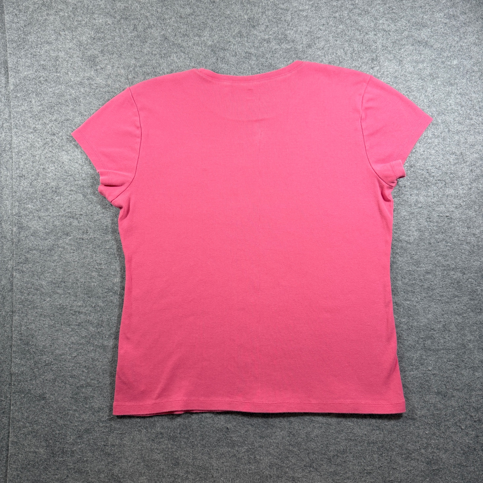 Tommy Hilfiger T Shirt Womens XXL Pink Embroidered Flag Logo Crew Neck Ribbed thumbnail 2