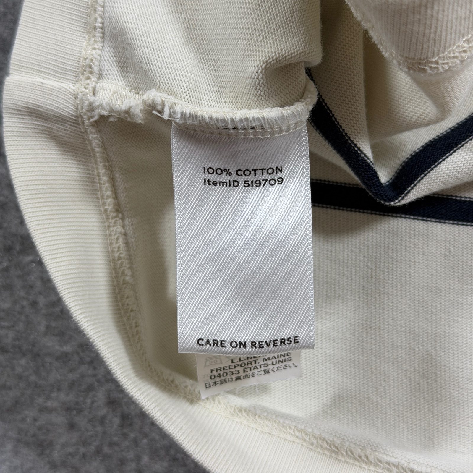 L.L.Bean Breton Stripe T Shirt Womens S Cream Navy Red Boxy Crop Crewneck Preppy thumbnail 4