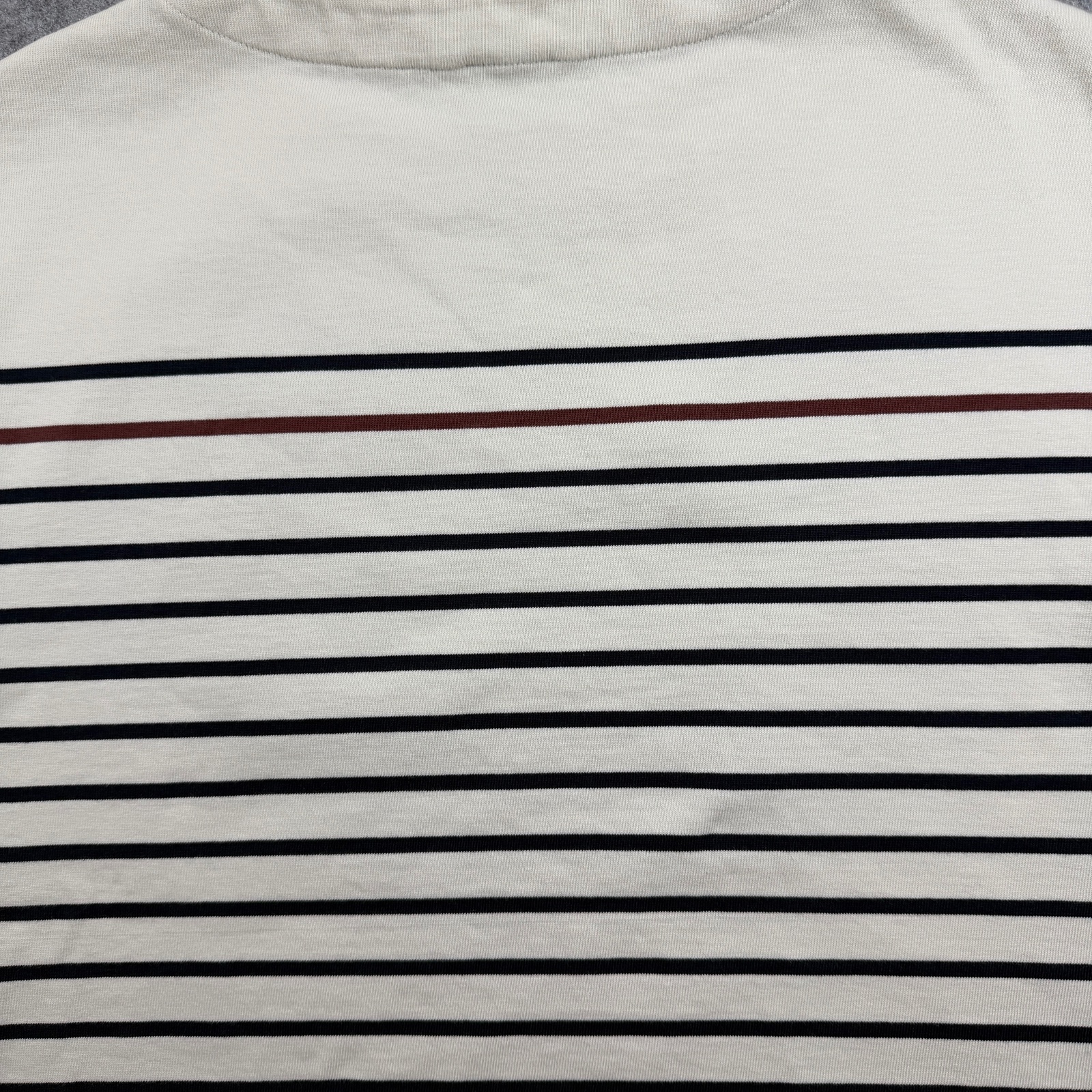 L.L.Bean Breton Stripe T Shirt Womens S Cream Navy Red Boxy Crop Crewneck Preppy thumbnail 5