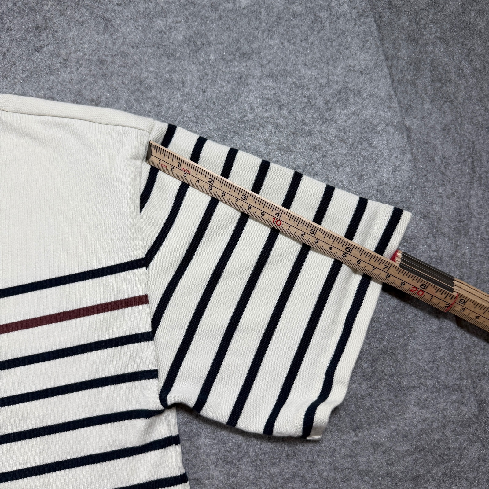 L.L.Bean Breton Stripe T Shirt Womens S Cream Navy Red Boxy Crop Crewneck Preppy thumbnail 8