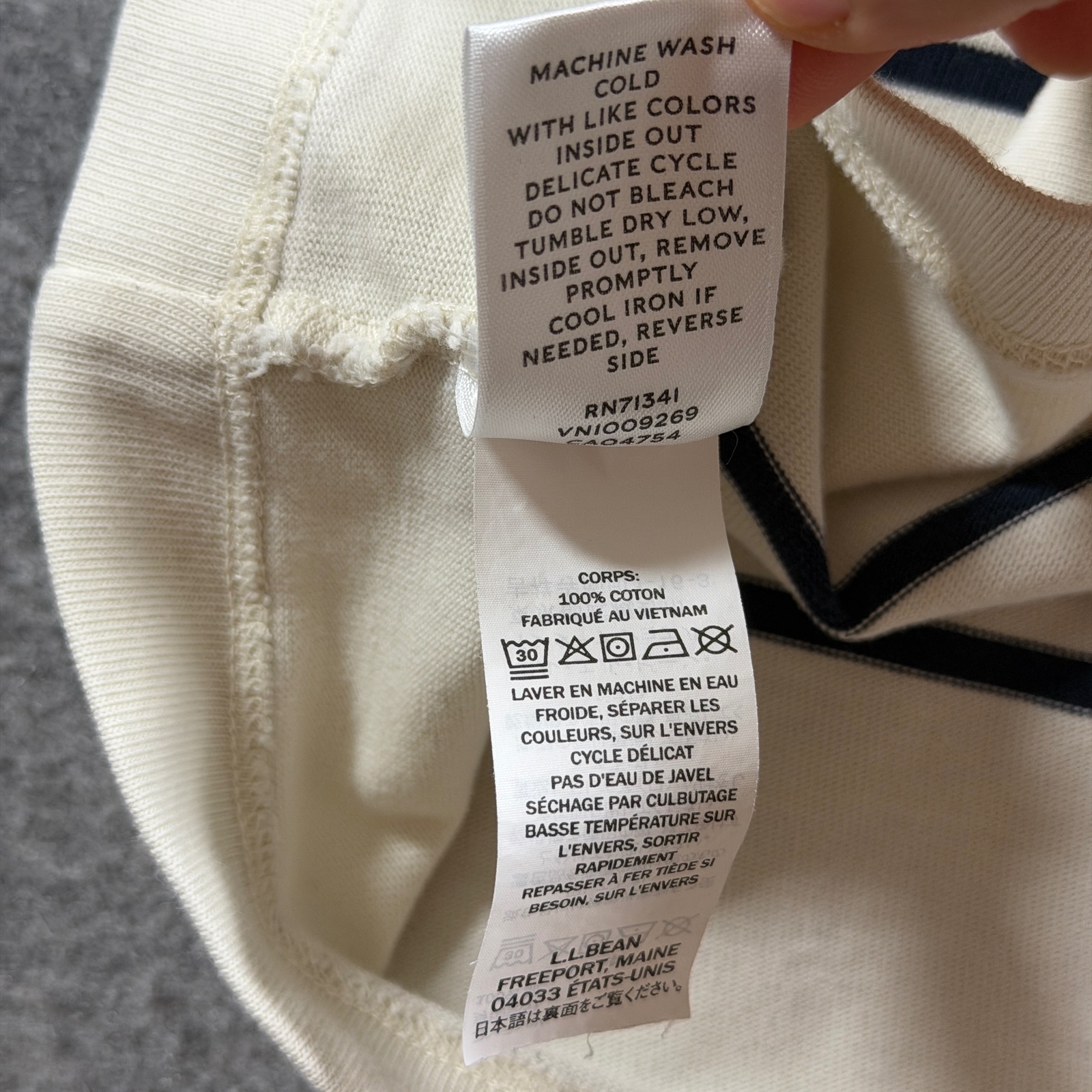 L.L.Bean Breton Stripe T Shirt Womens S Cream Navy Red Boxy Crop Crewneck Preppy thumbnail 9