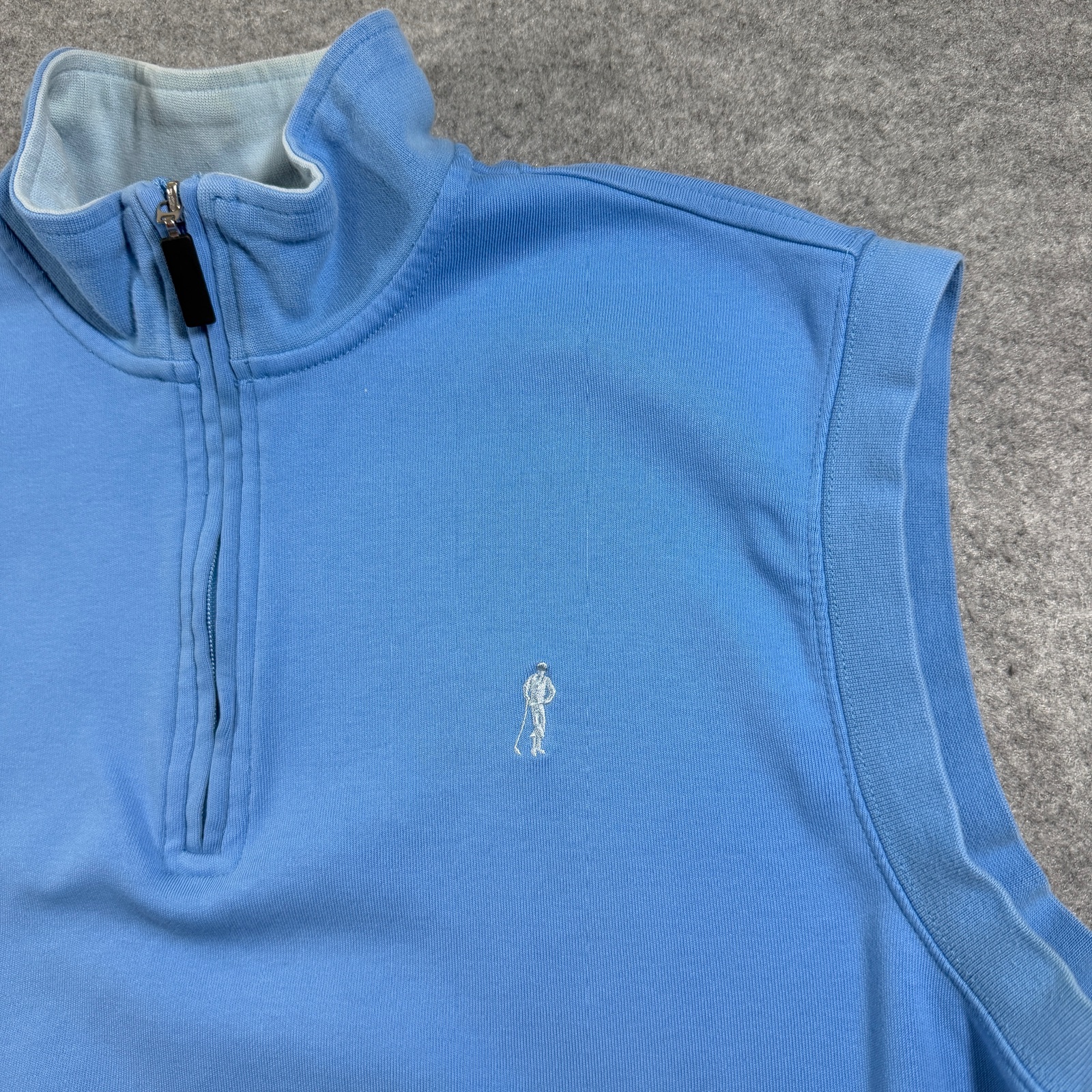 Payne Stewart Golf Vest Mens M Light Blue Quarter Zip Mock Neck Sleeveless thumbnail 3