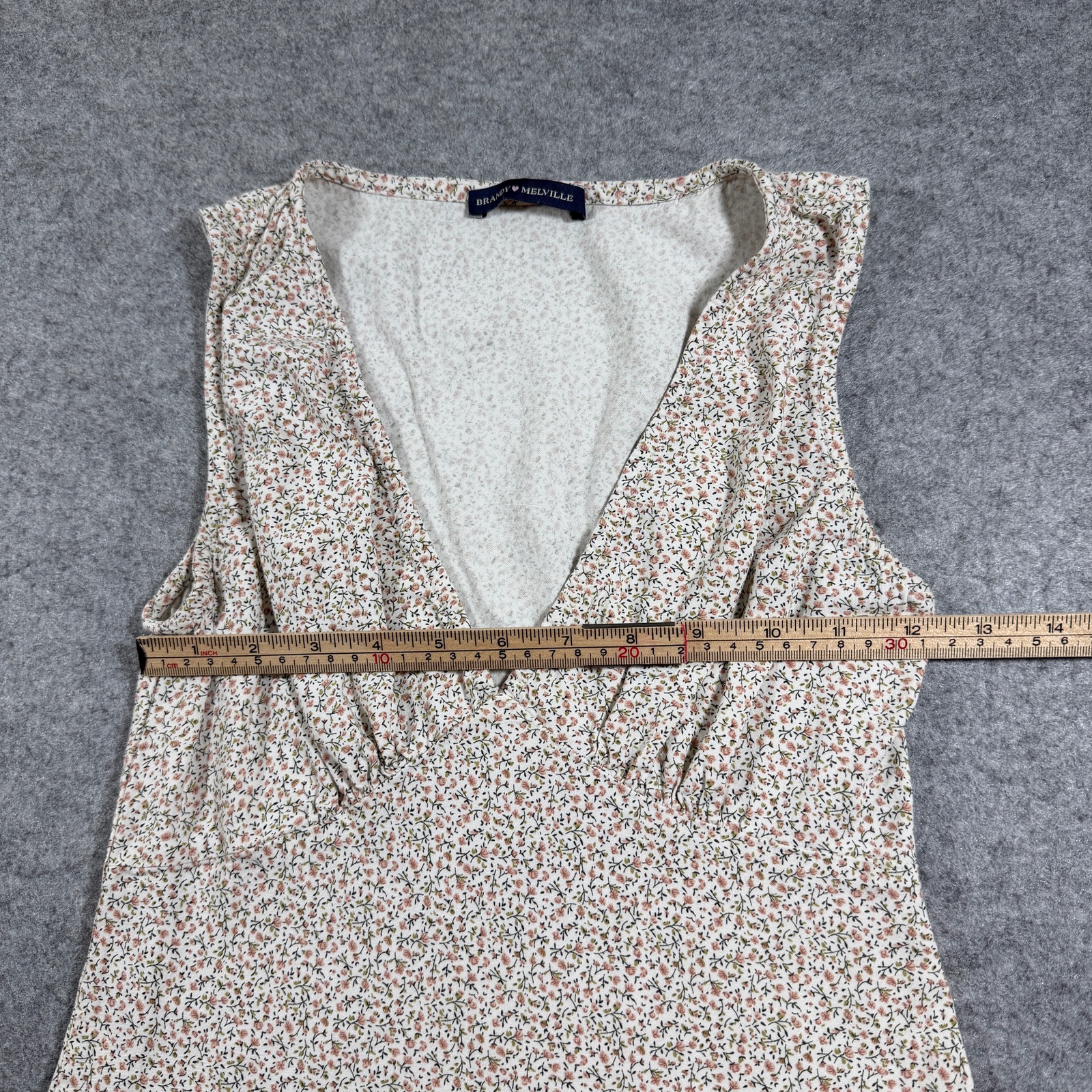 Brandy Melville Dress One Size Cream Floral Print V-Neck Sundress Boho thumbnail 8