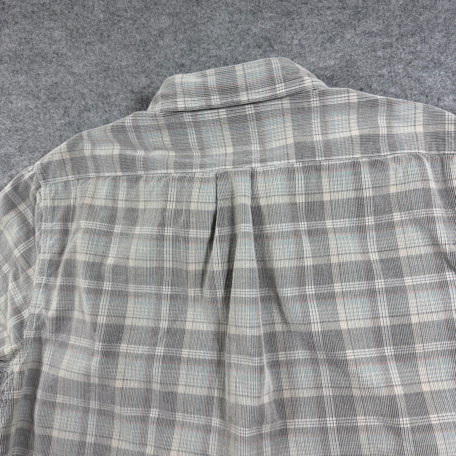 Southern Shirt Co Button Up Shirt Mens L Gray Teal Plaid Cotton Preppy Textured thumbnail 6