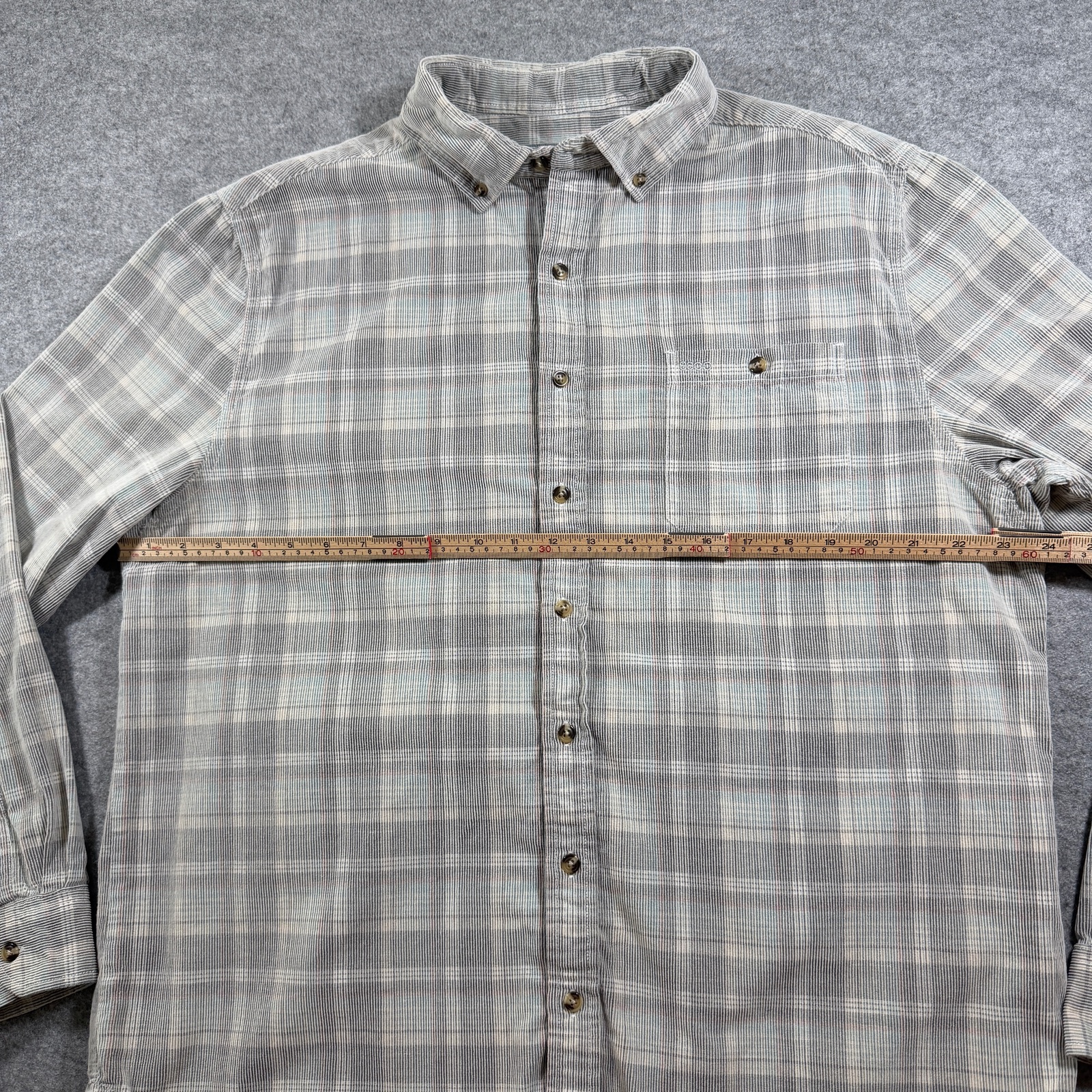 Southern Shirt Co Button Up Shirt Mens L Gray Teal Plaid Cotton Preppy Textured thumbnail 8