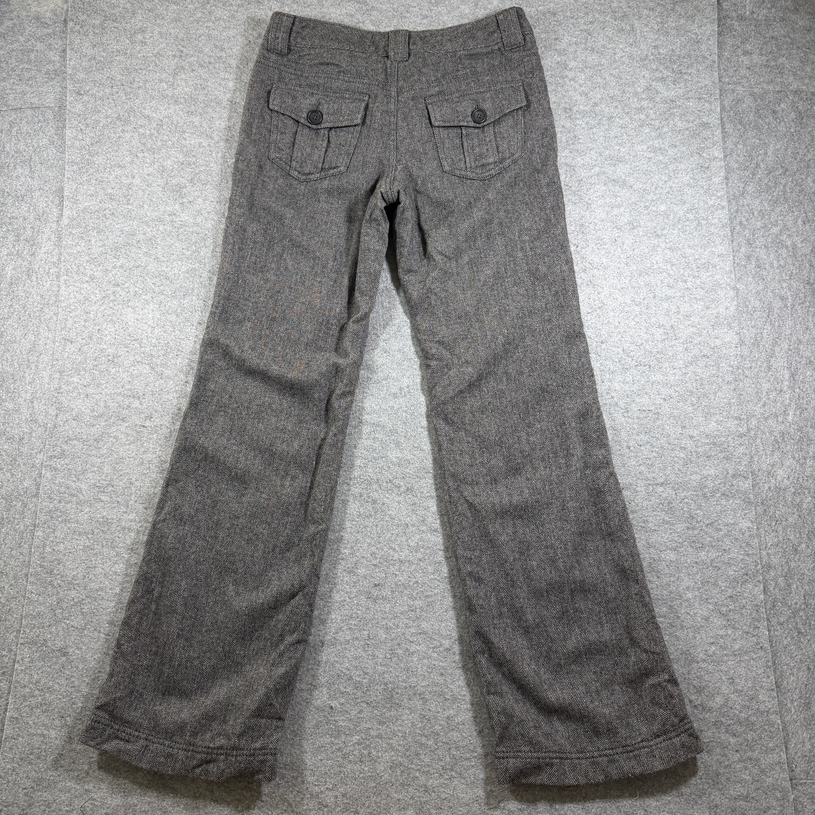 Banana Republic Tweed Pants Womens 2 Gray Herringbone Wool Trousers Preppy thumbnail 2