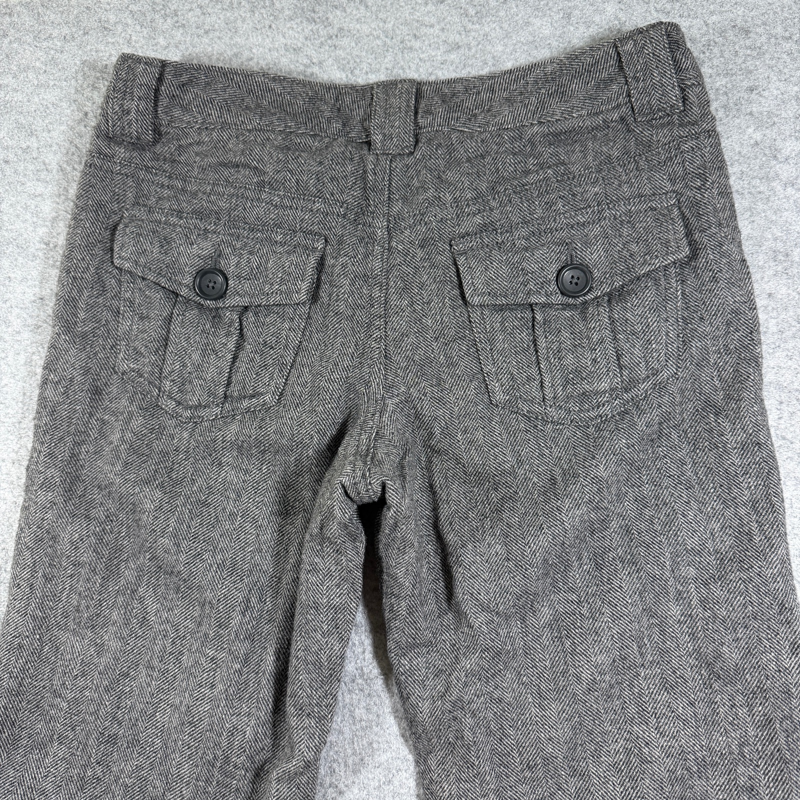 Banana Republic Tweed Pants Womens 2 Gray Herringbone Wool Trousers Preppy thumbnail 4