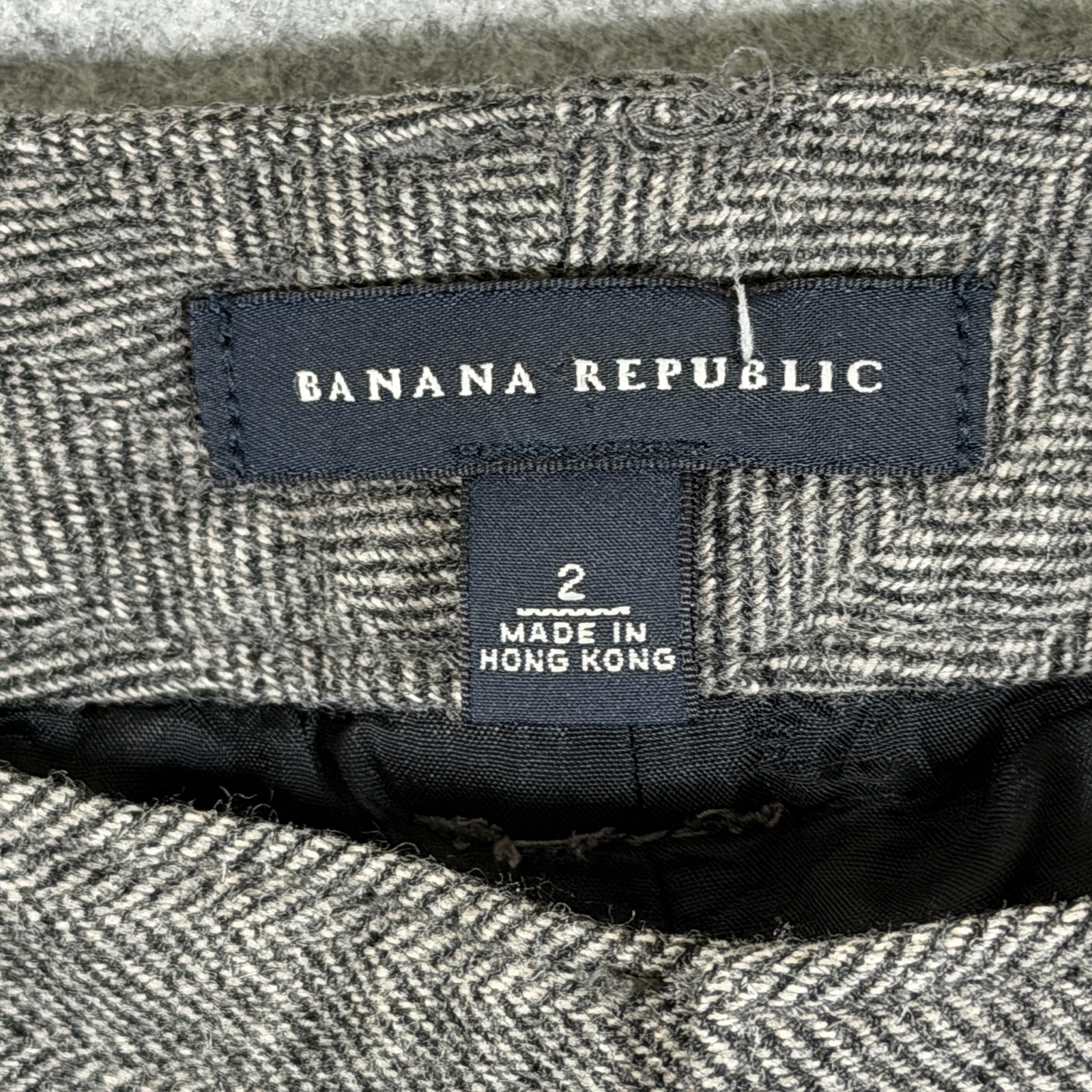 Banana Republic Tweed Pants Womens 2 Gray Herringbone Wool Trousers Preppy thumbnail 5