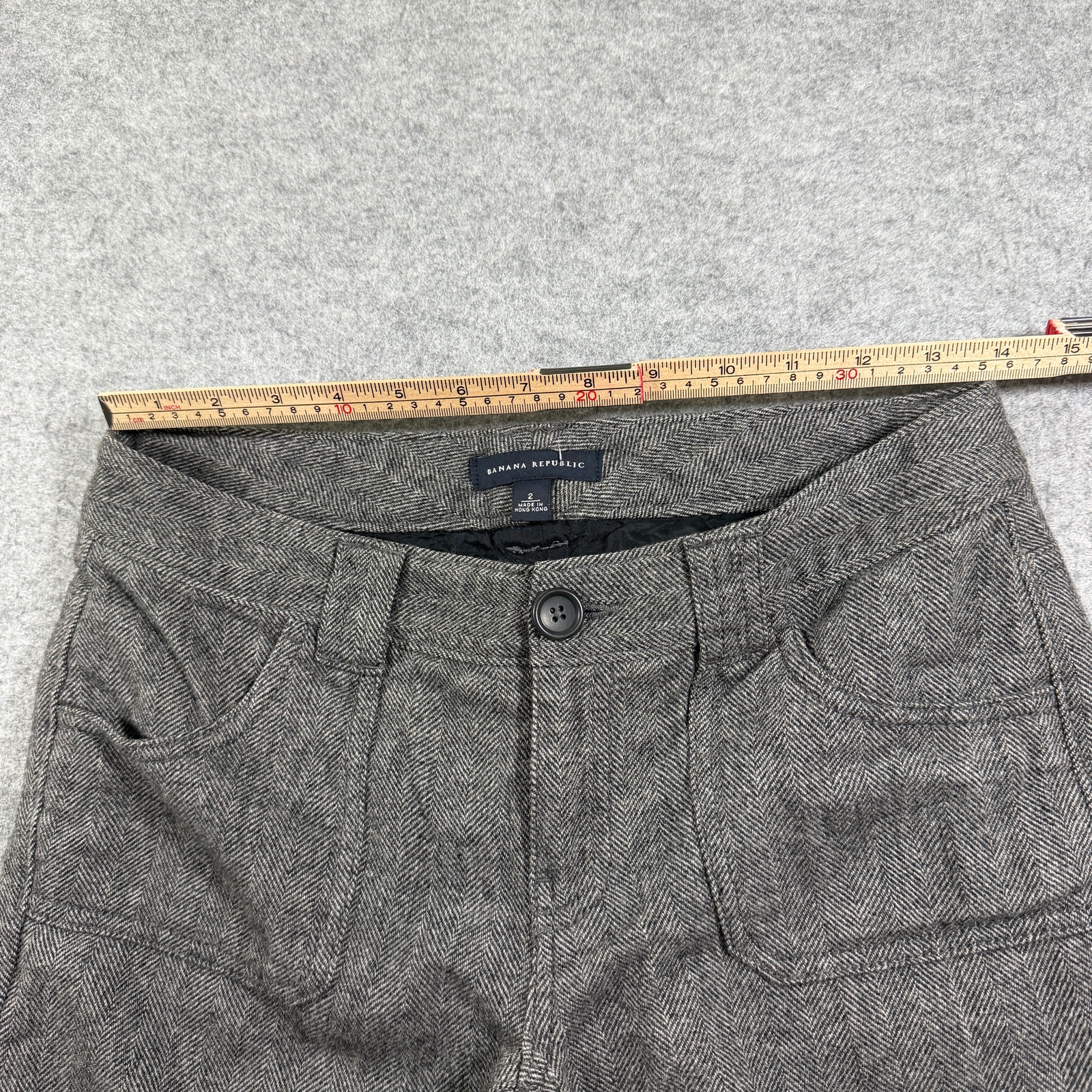 Banana Republic Tweed Pants Womens 2 Gray Herringbone Wool Trousers Preppy thumbnail 6
