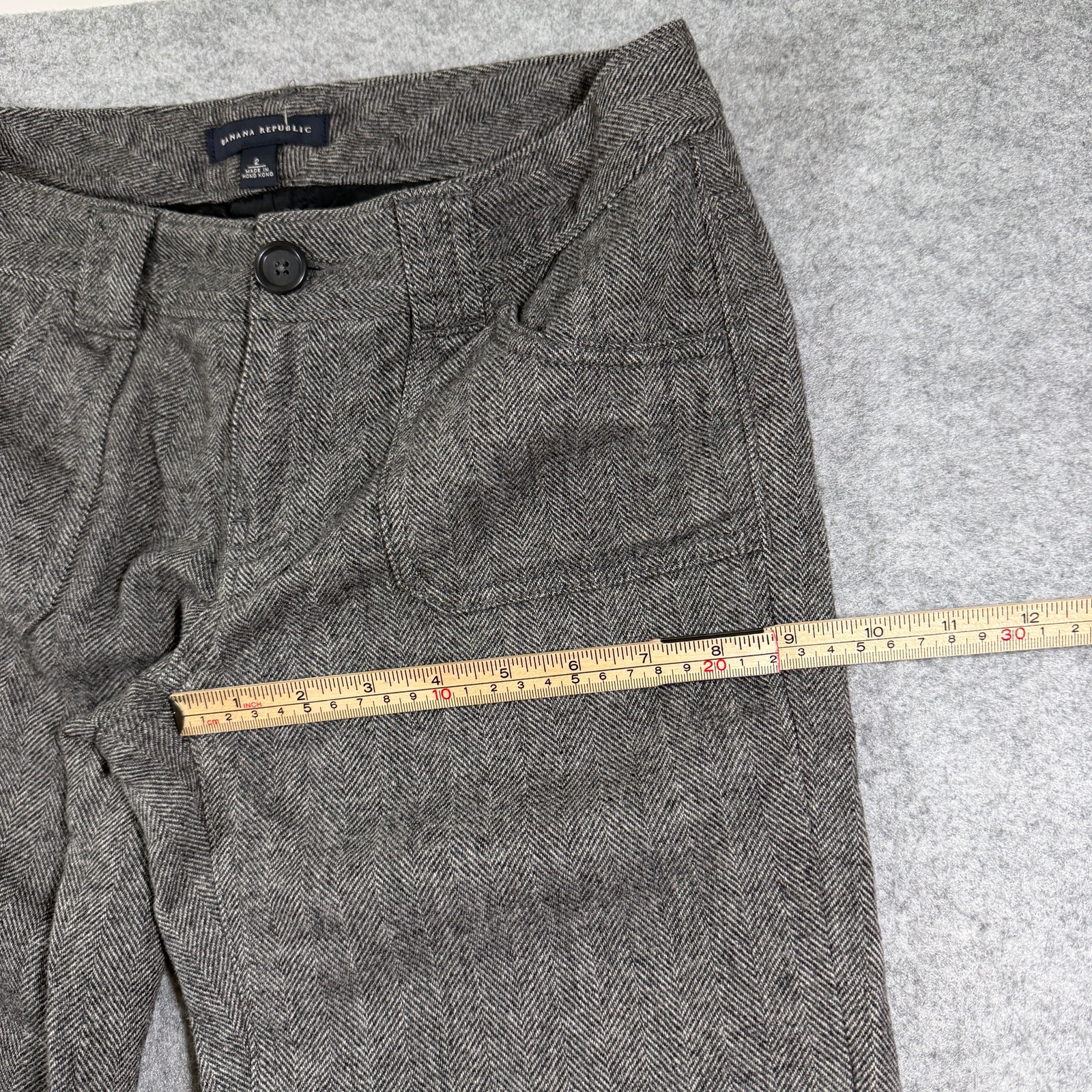 Banana Republic Tweed Pants Womens 2 Gray Herringbone Wool Trousers Preppy thumbnail 8