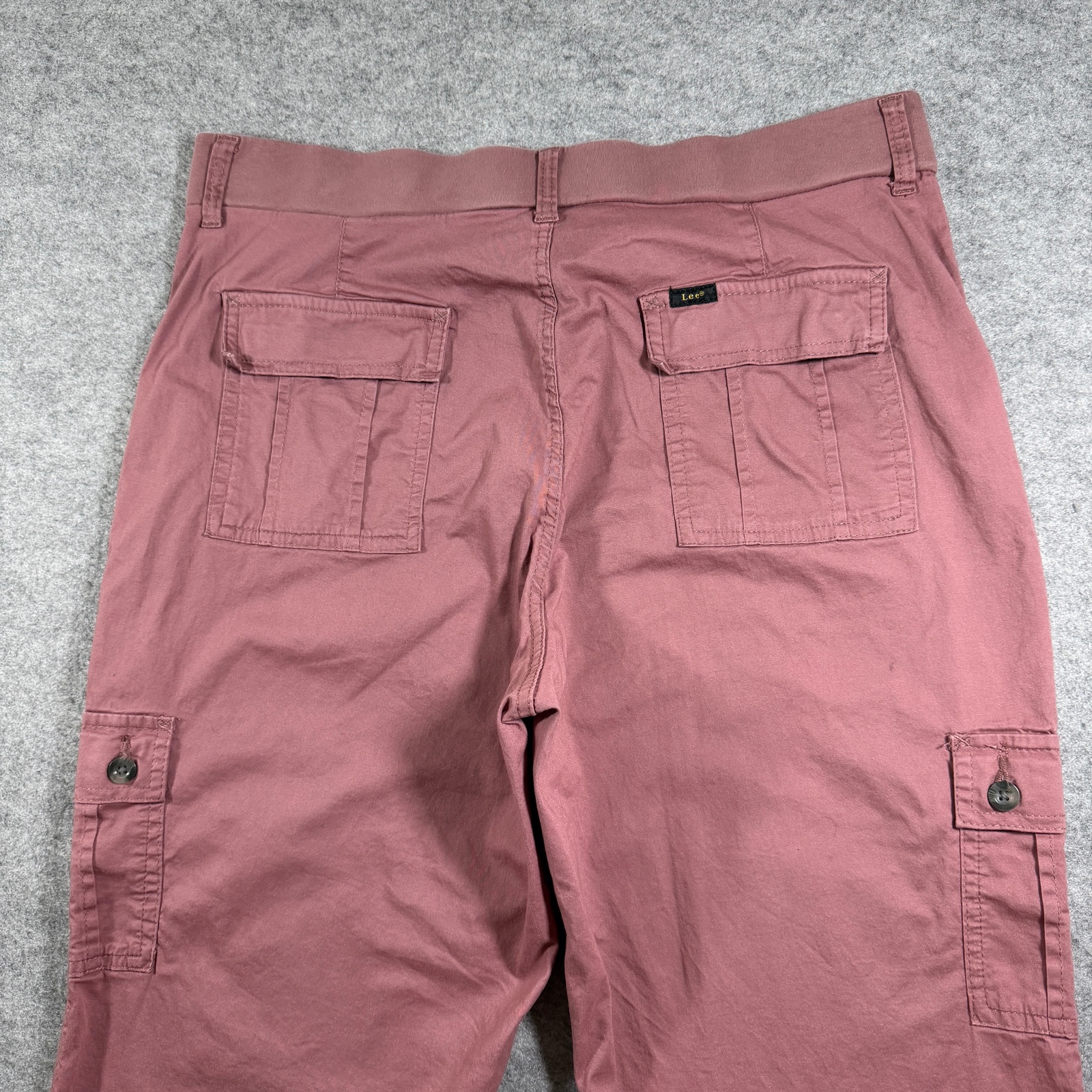 Lee Cargo Capri Pants Womens 16M Mauve Cropped Cuffed Hem Utility Pockets thumbnail 3