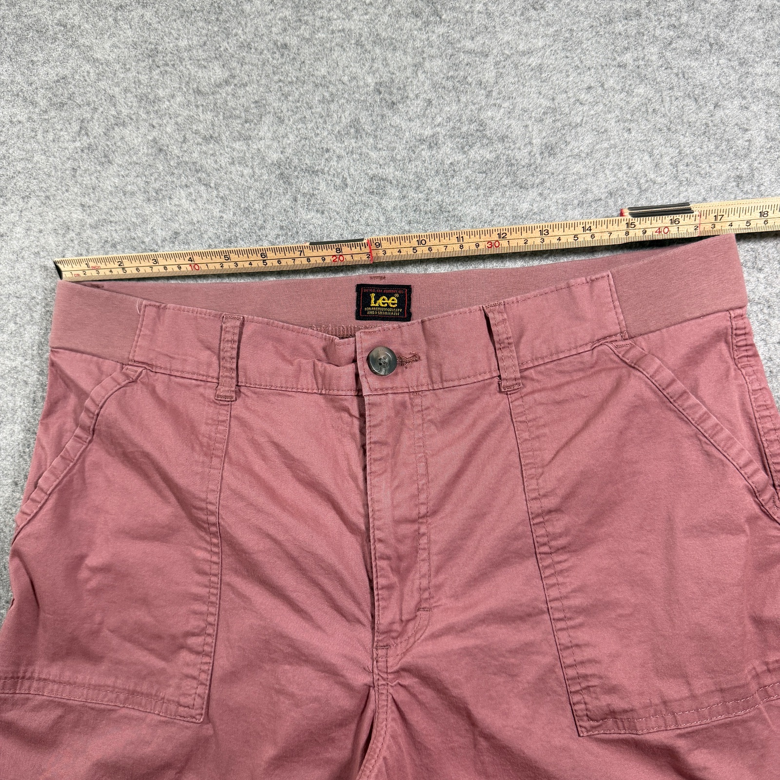 Lee Cargo Capri Pants Womens 16M Mauve Cropped Cuffed Hem Utility Pockets thumbnail 7