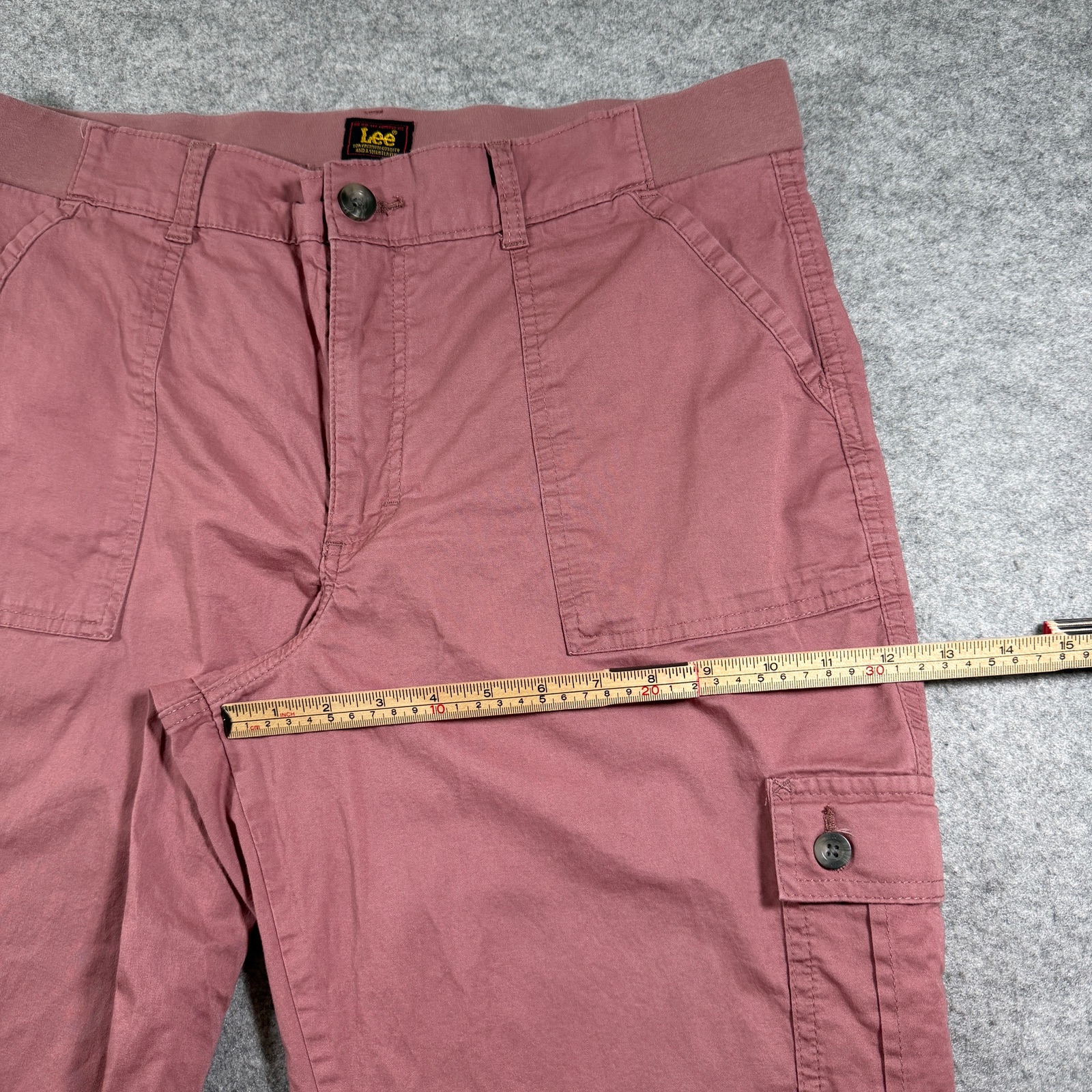 Lee Cargo Capri Pants Womens 16M Mauve Cropped Cuffed Hem Utility Pockets thumbnail 9