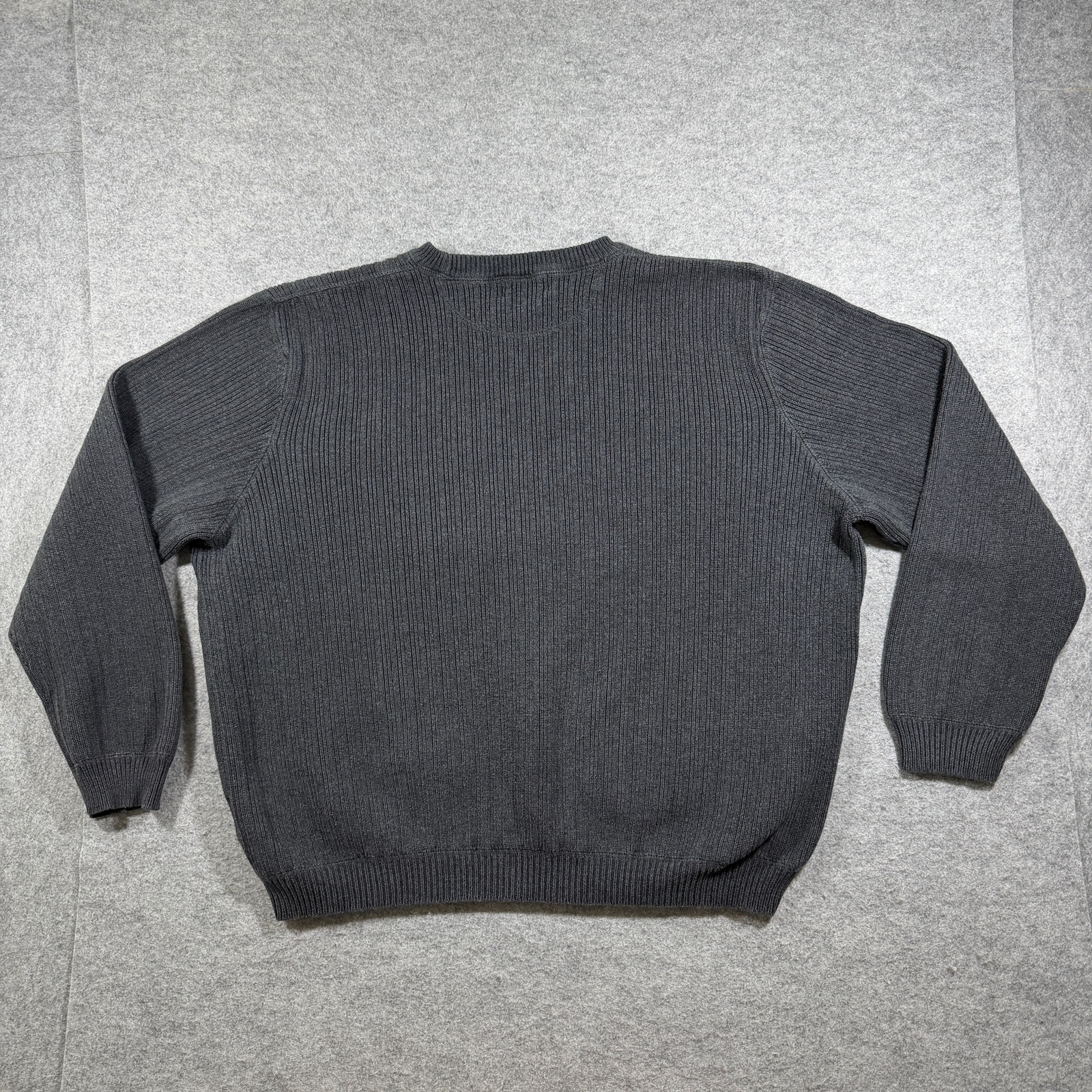 Vintage Eddie Bauer Sweater Mens L Charcoal Gray Crew Neck Cotton Ribb Knit Fall thumbnail 2