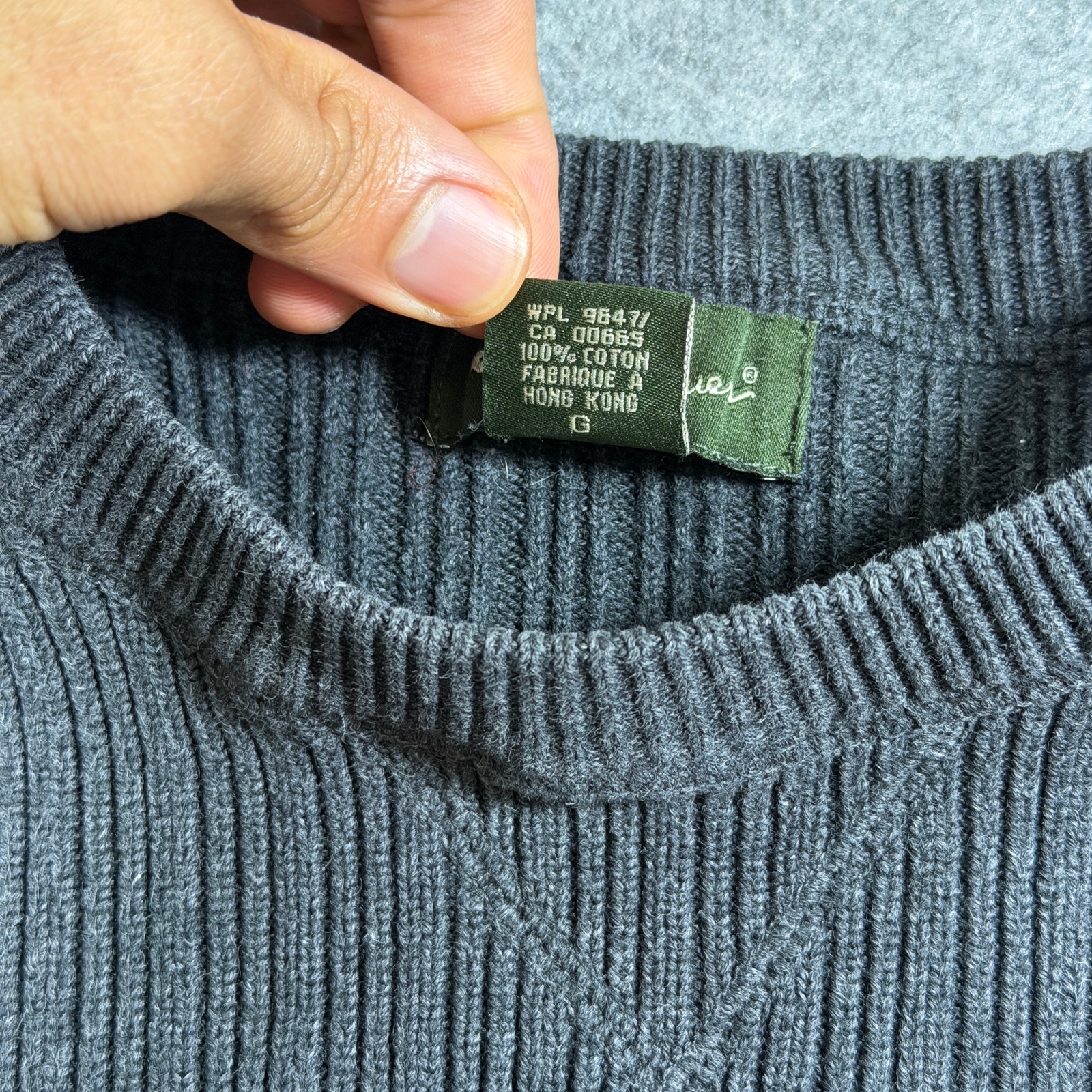 Vintage Eddie Bauer Sweater Mens L Charcoal Gray Crew Neck Cotton Ribb Knit Fall thumbnail 11
