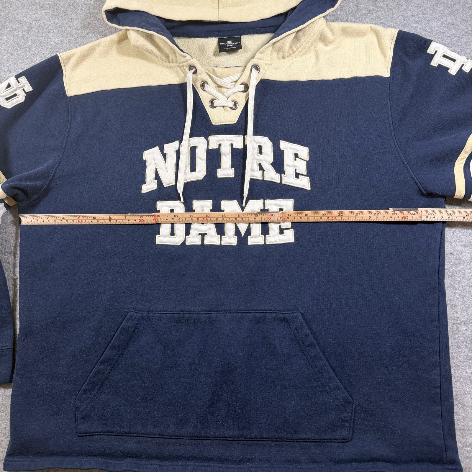 Colosseum Notre Dame Hoodie Mens XXL Navy Lace Up Fighting Irish Fleece Fan thumbnail 6