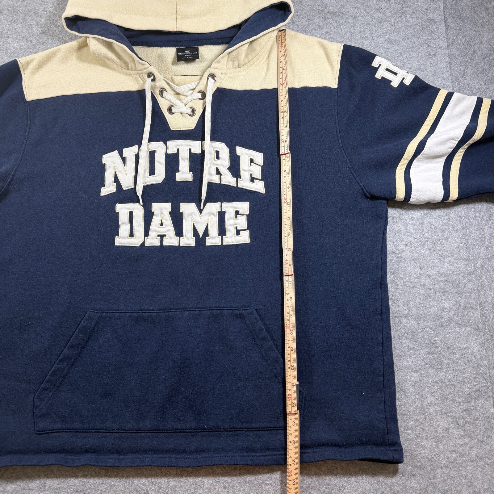 Colosseum Notre Dame Hoodie Mens XXL Navy Lace Up Fighting Irish Fleece Fan thumbnail 7