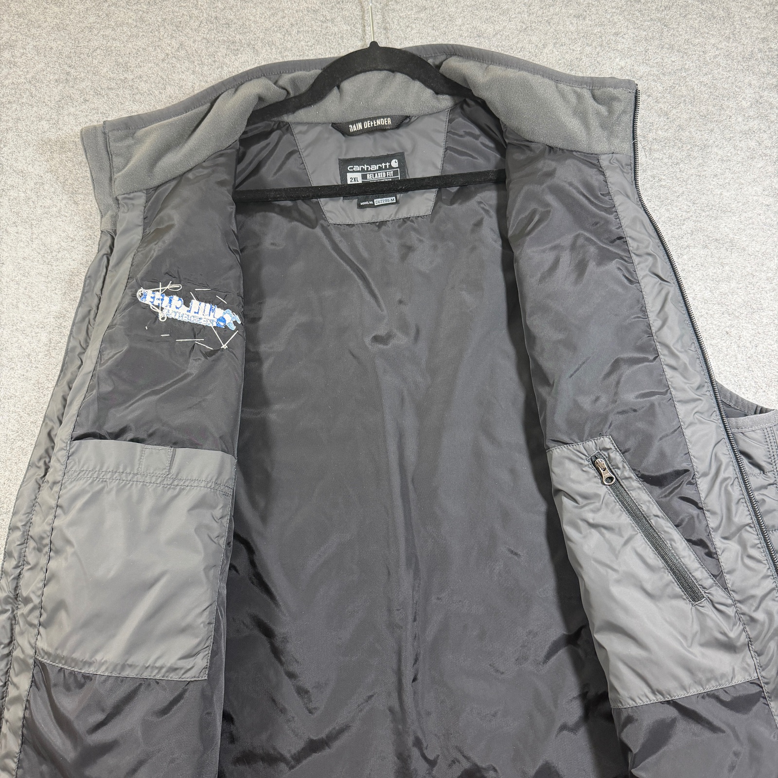 Carhartt Rain Defender Puff Vest Mens 2XL Gray Full Zip Water Resistant Outdoor thumbnail 3
