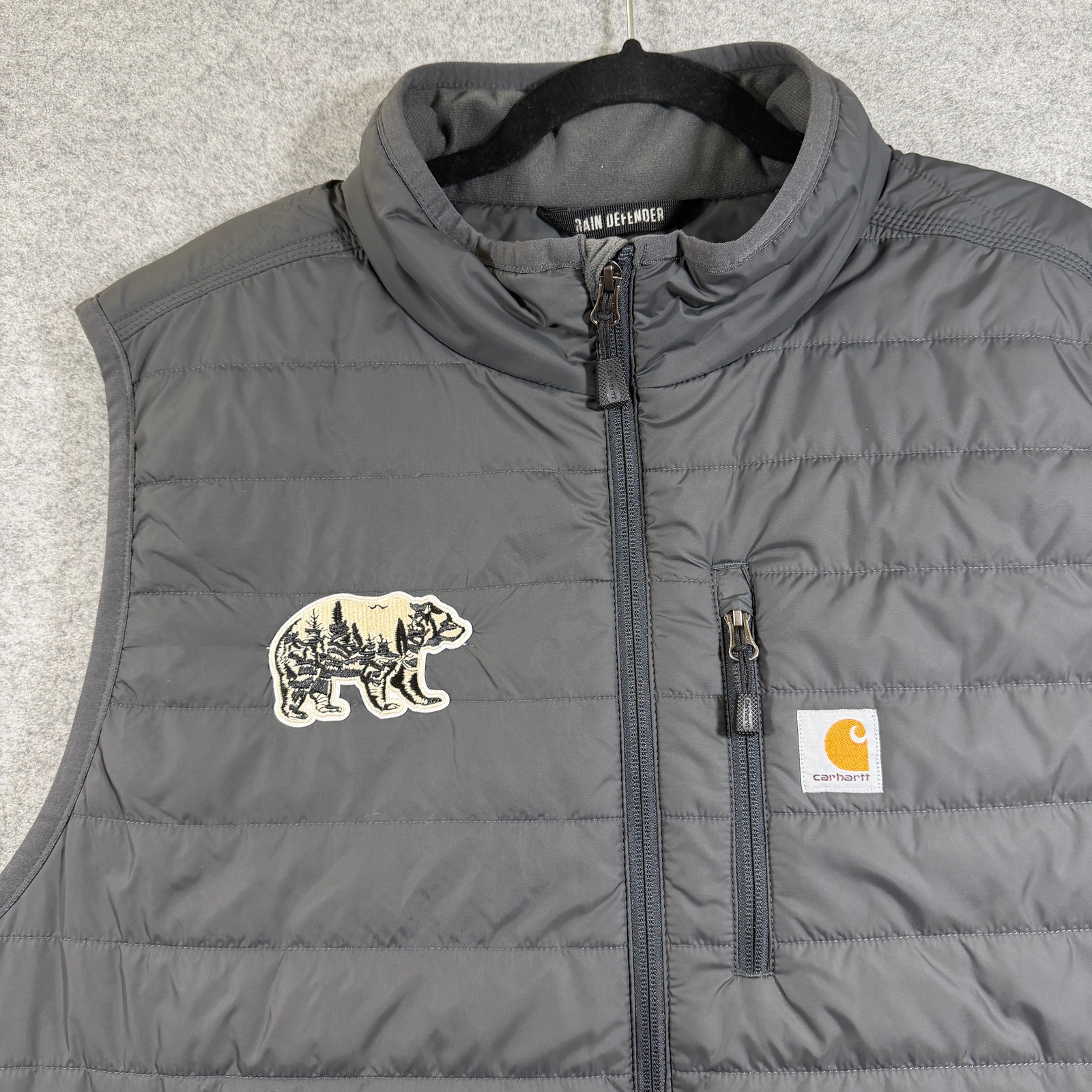 Carhartt Rain Defender Puff Vest Mens 2XL Gray Full Zip Water Resistant Outdoor thumbnail 9