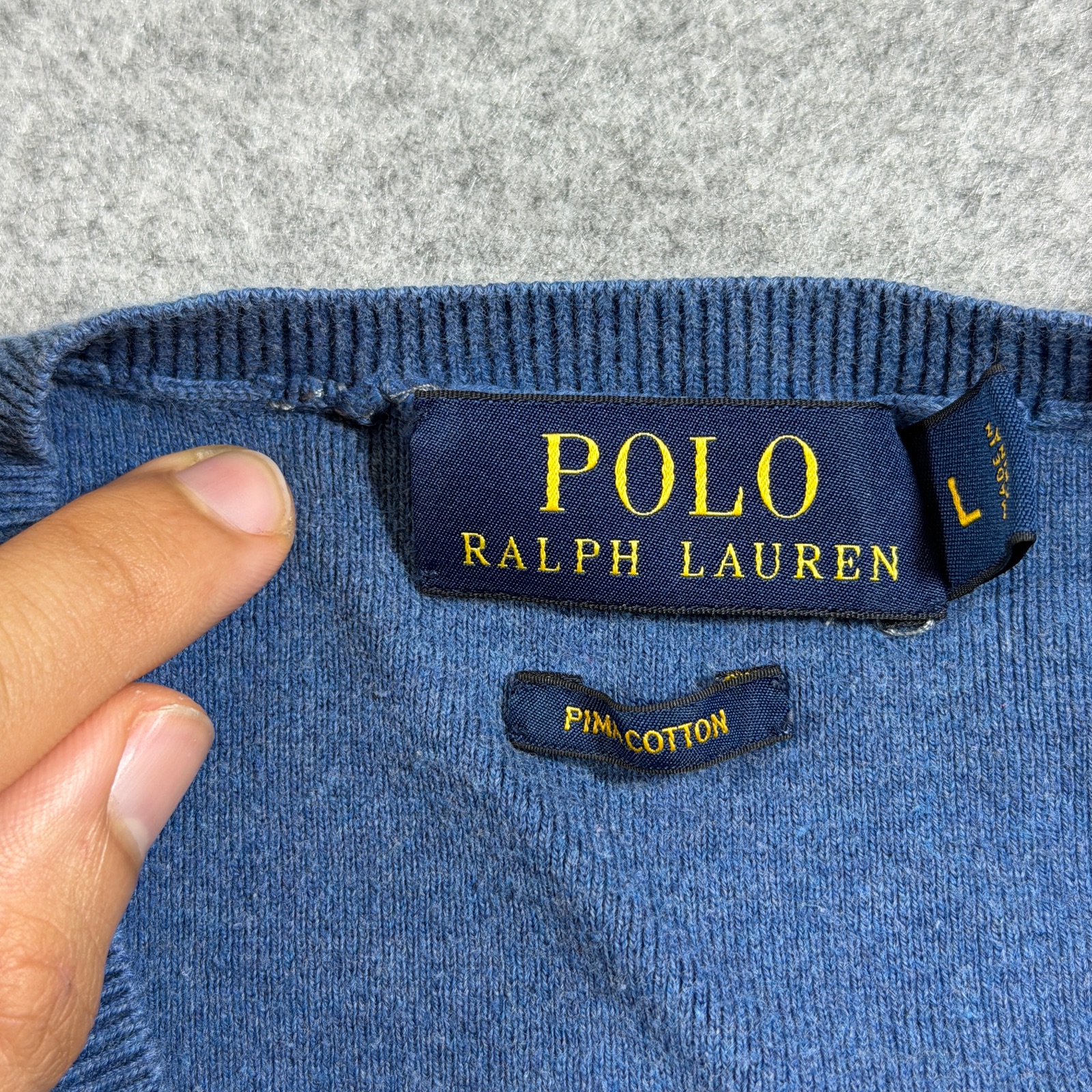 Polo Ralph Lauren Sweater Vest Mens L Blue Pima Cotton V-Neck Pony Logo Preppy thumbnail 5