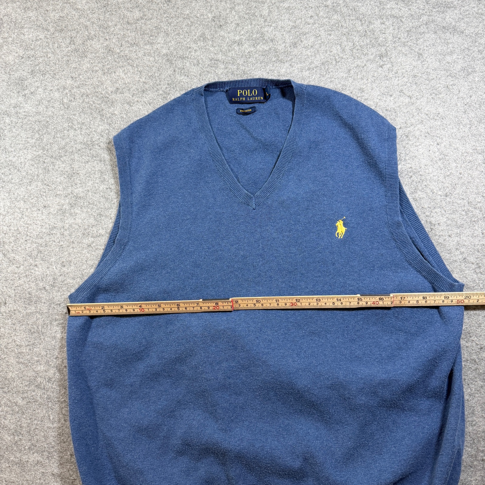 Polo Ralph Lauren Sweater Vest Mens L Blue Pima Cotton V-Neck Pony Logo Preppy thumbnail 7