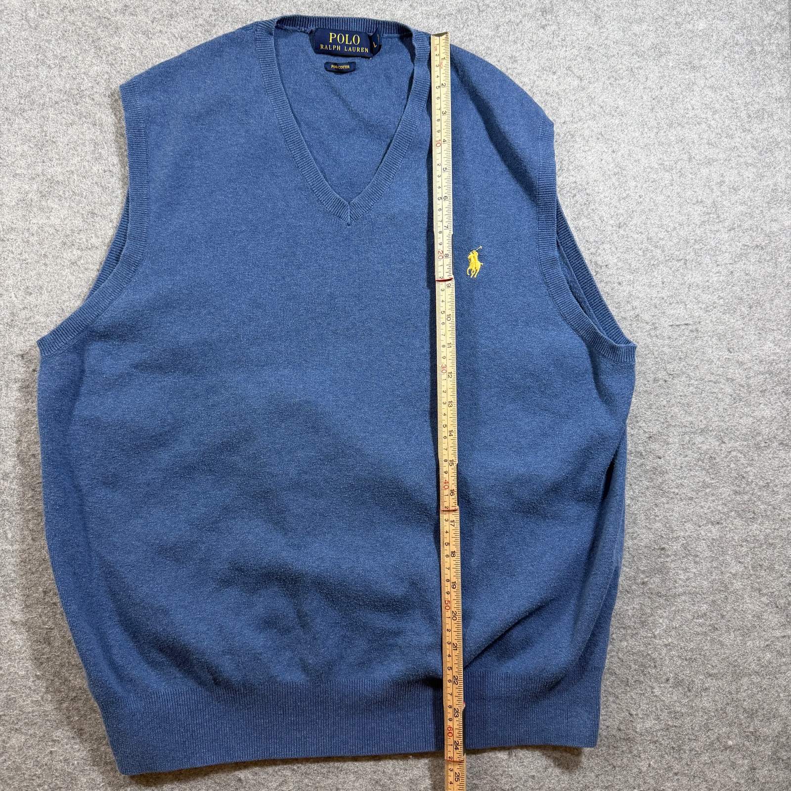 Polo Ralph Lauren Sweater Vest Mens L Blue Pima Cotton V-Neck Pony Logo Preppy thumbnail 8