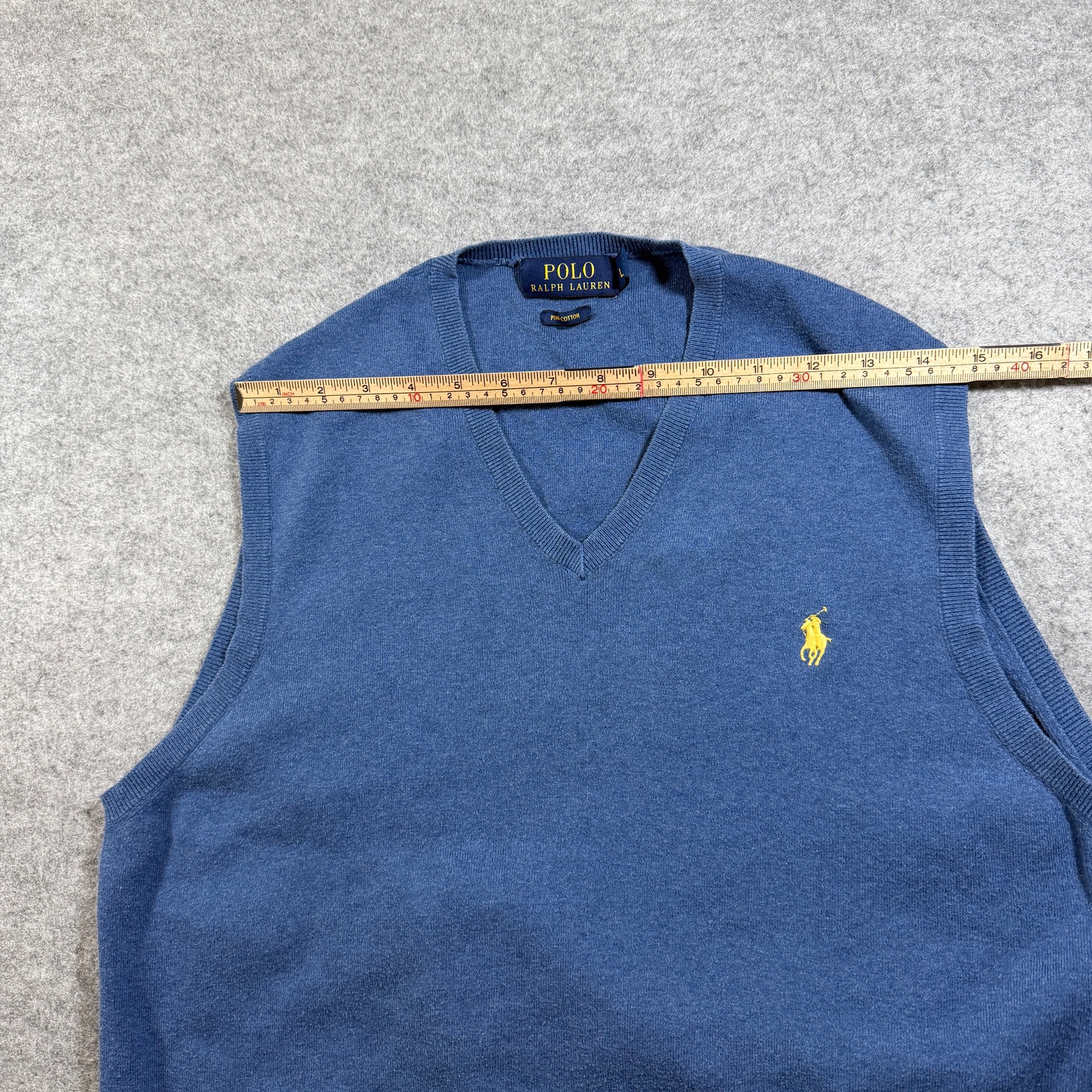 Polo Ralph Lauren Sweater Vest Mens L Blue Pima Cotton V-Neck Pony Logo Preppy thumbnail 9