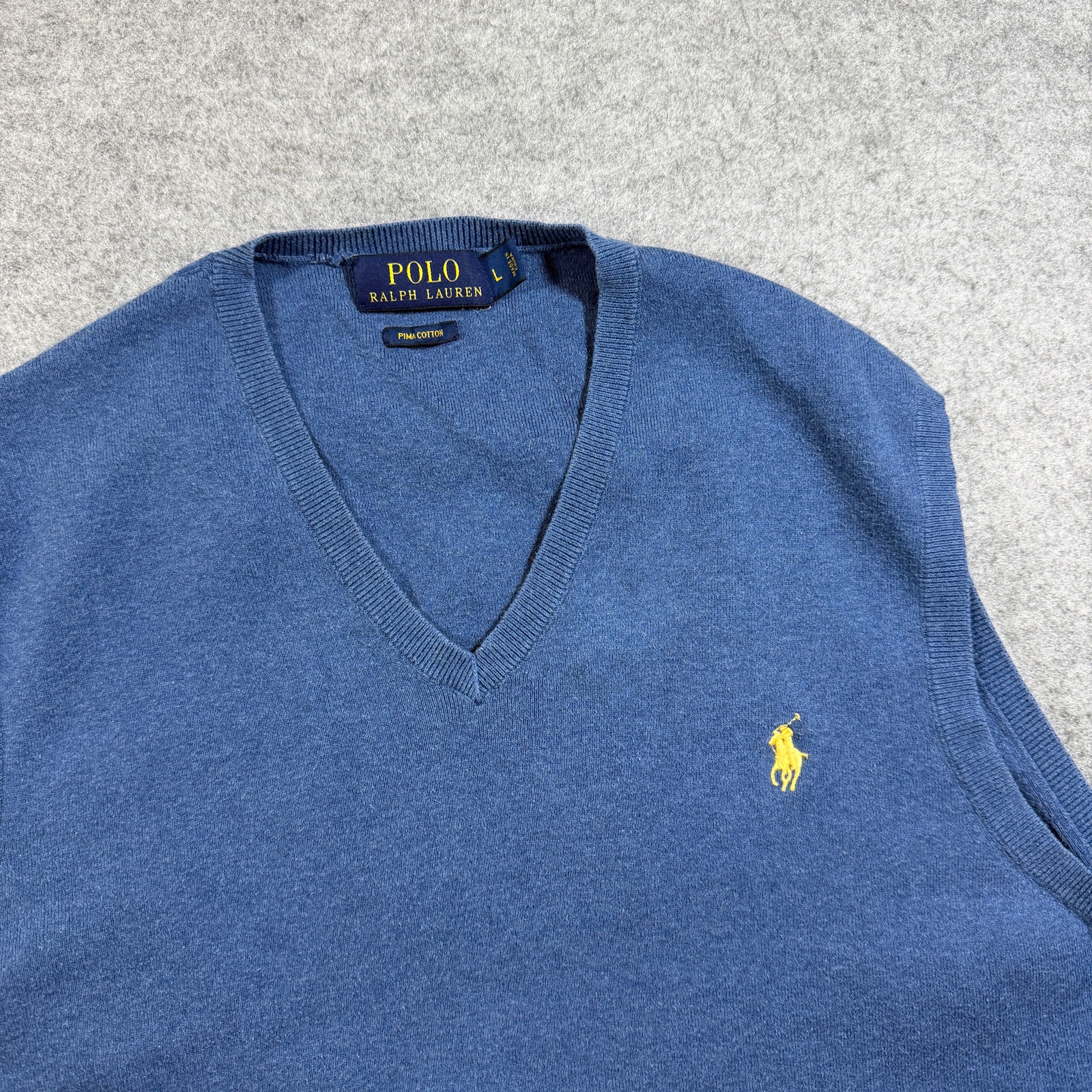 Polo Ralph Lauren Sweater Vest Mens L Blue Pima Cotton V-Neck Pony Logo Preppy thumbnail 10