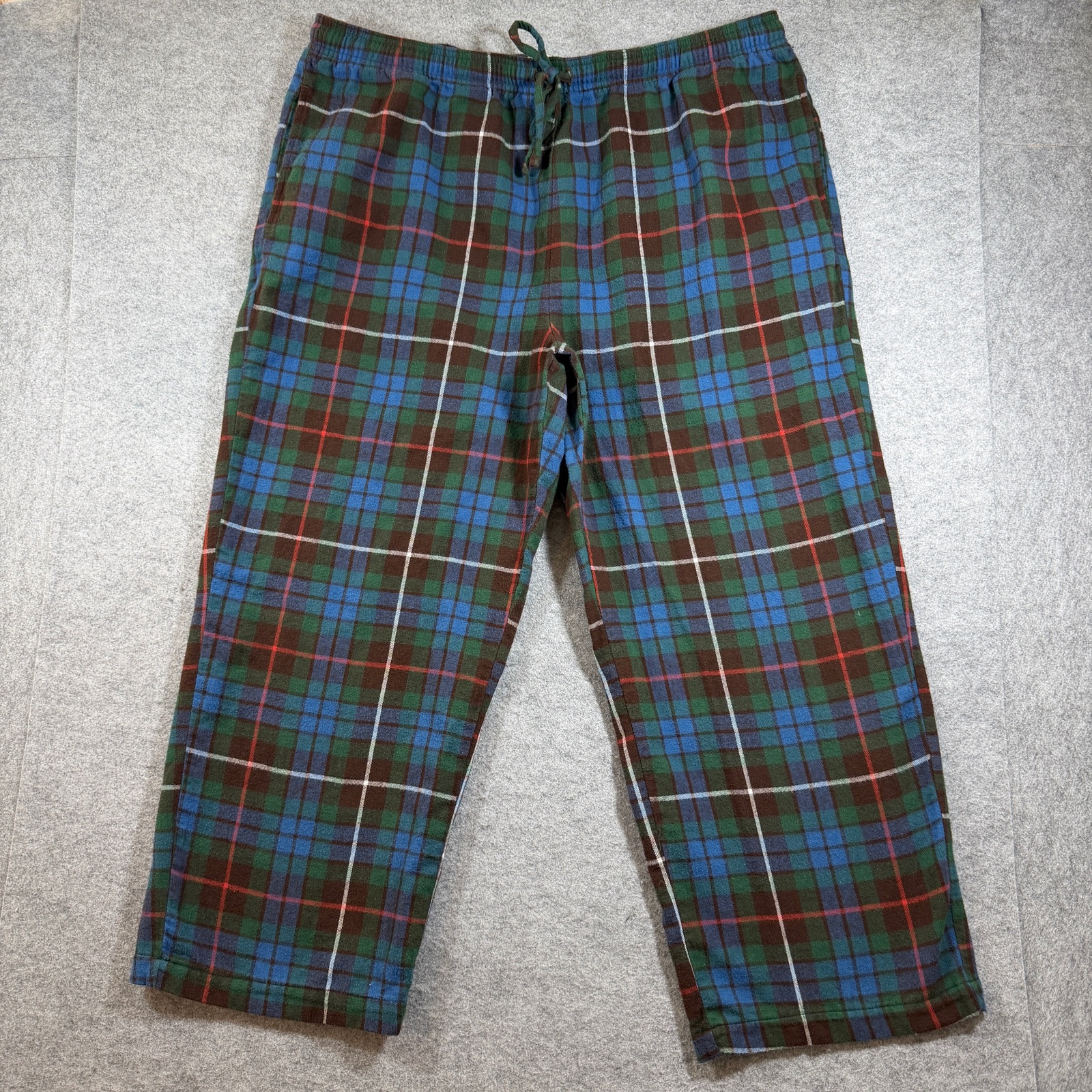 Vintage L.L.Bean Warm Flannel Pajama Pants Mens XL Green Blue Plaid Sleep Lounge