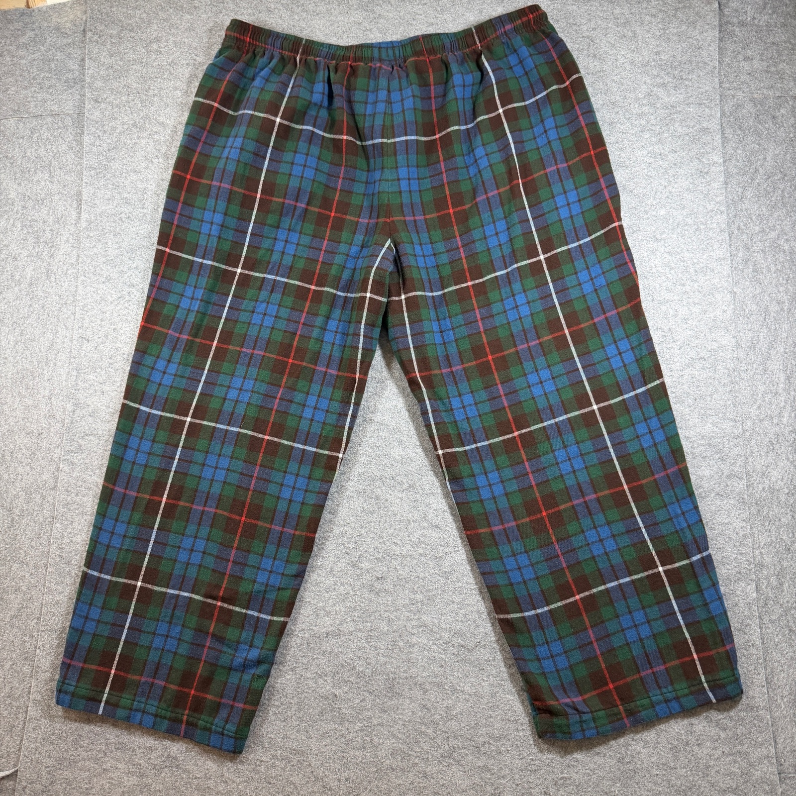 Vintage L.L.Bean Warm Flannel Pajama Pants Mens XL Green Blue Plaid Sleep Lounge thumbnail 2