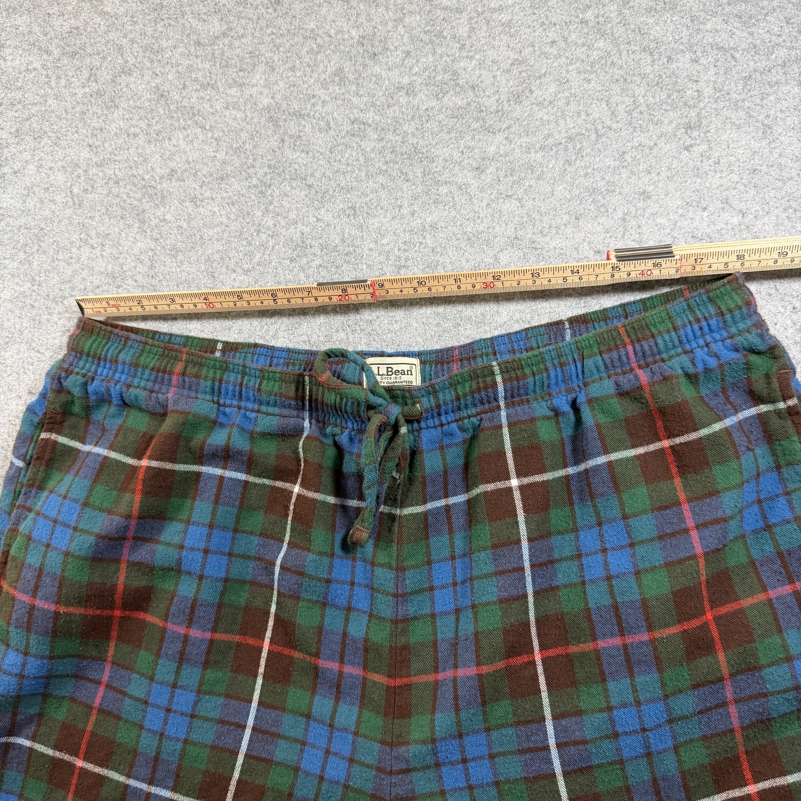 Vintage L.L.Bean Warm Flannel Pajama Pants Mens XL Green Blue Plaid Sleep Lounge thumbnail 6