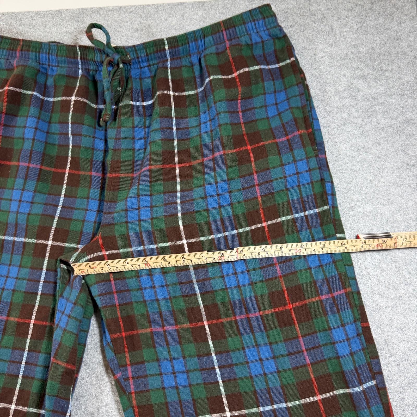 Vintage L.L.Bean Warm Flannel Pajama Pants Mens XL Green Blue Plaid Sleep Lounge thumbnail 8
