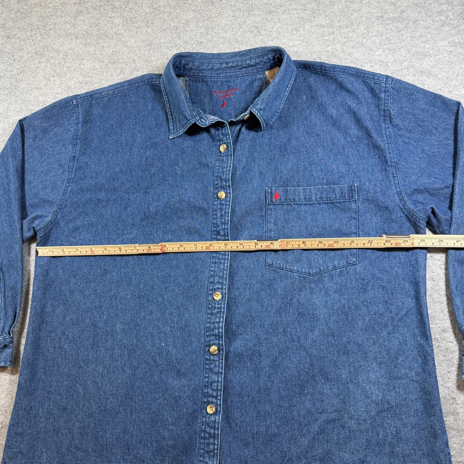 Mountain Lakes Denim Shirt Mens 2XL Blue Button Front Vintage Leaf Logo Workwear thumbnail 7