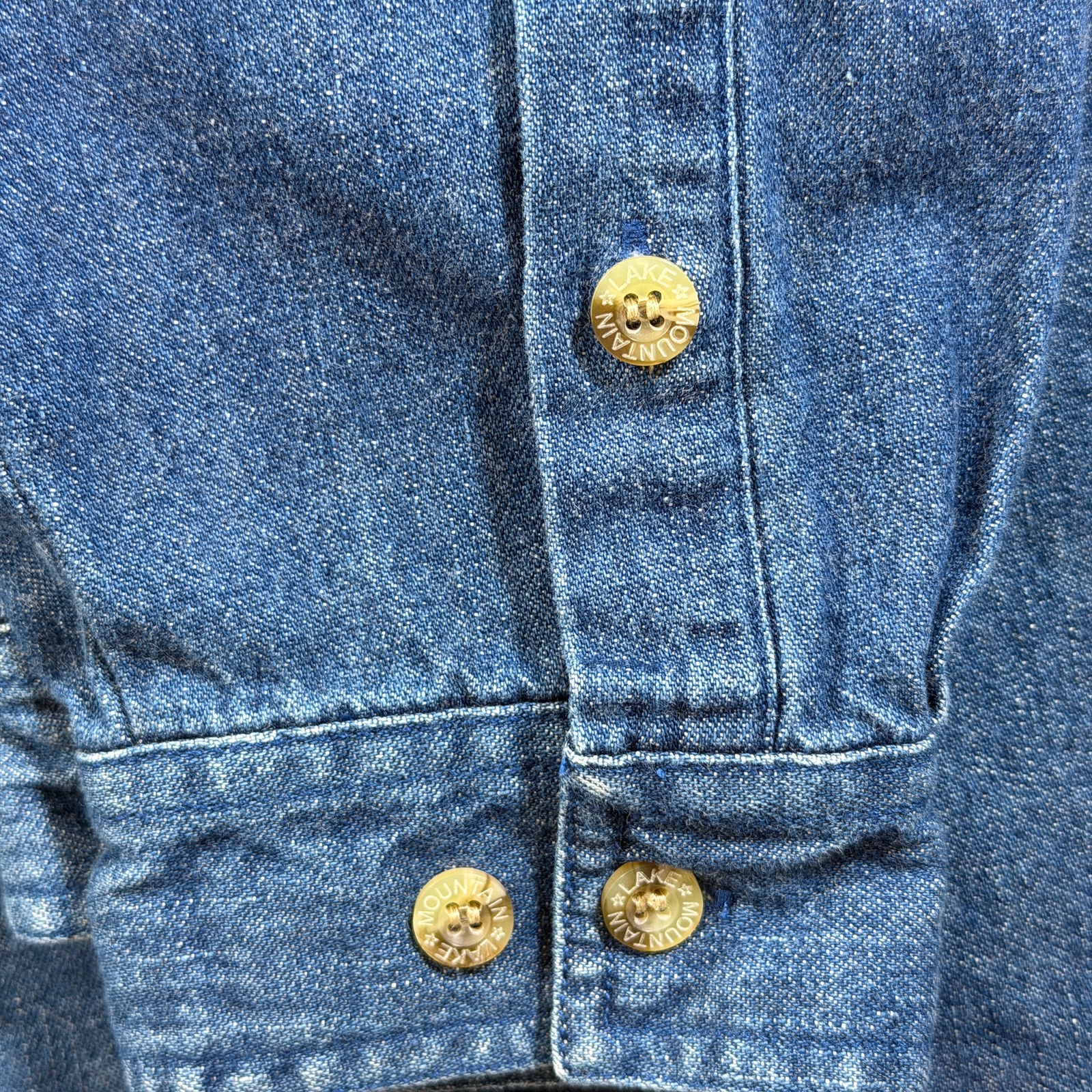 Mountain Lakes Denim Shirt Mens 2XL Blue Button Front Vintage Leaf Logo Workwear thumbnail 13