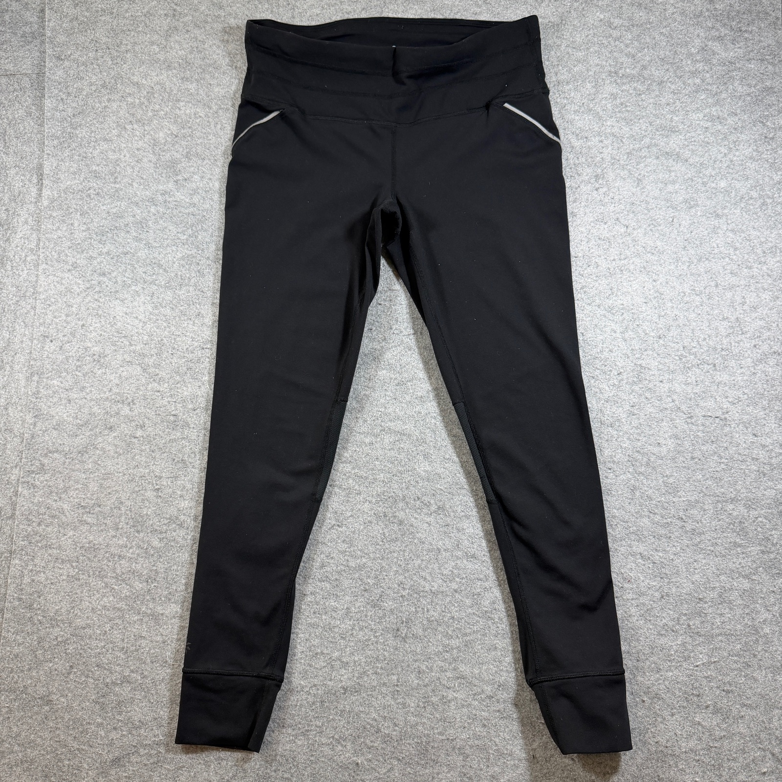 Athleta Leggings Womens M Black Mesh Panel Zip Pocket Ankle Running Workout